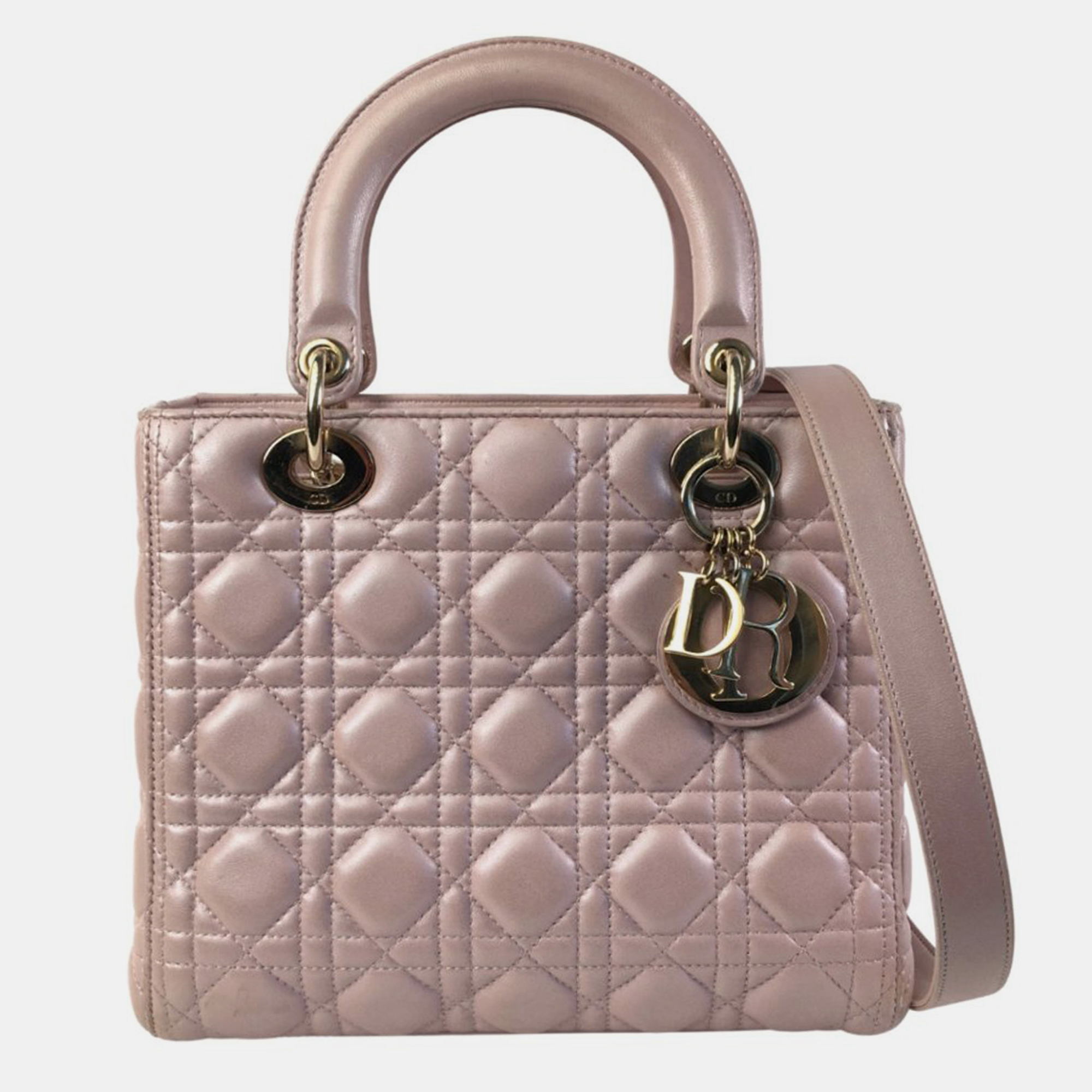 

Dior Pink Medium Pearlescent Lambskin Cannage Lady Dior