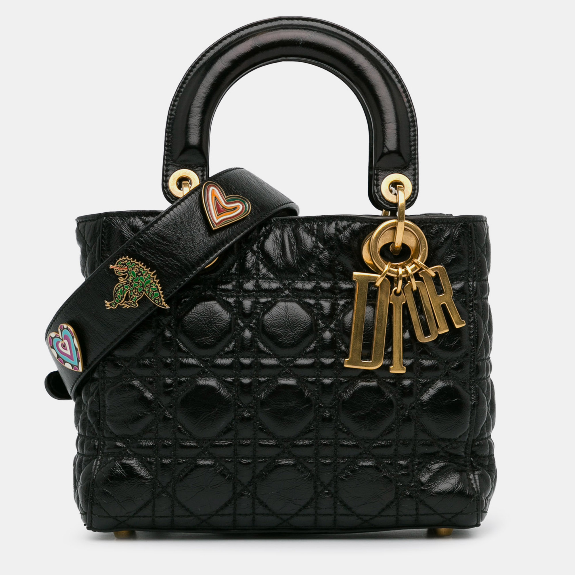 

Dior Black Small Crinkled Patent Cannage Lucky Badges My Lady Dior