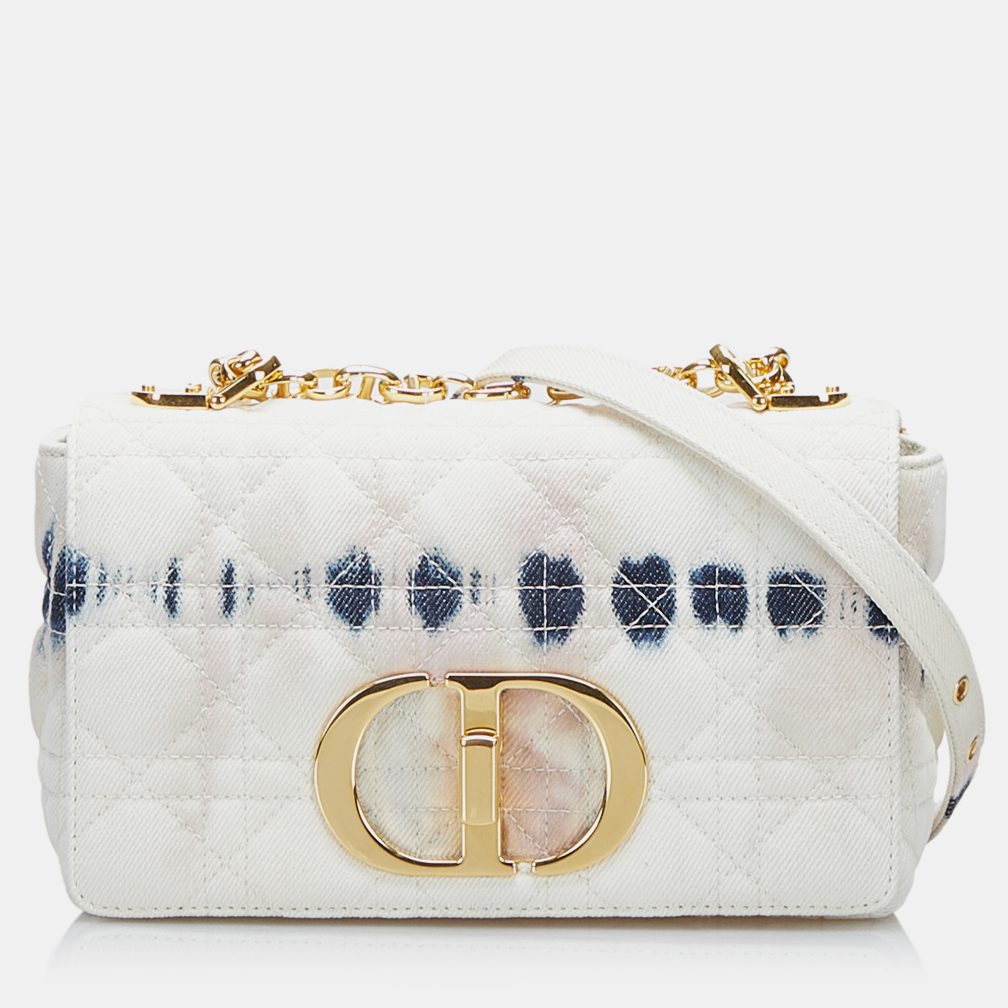 

Dior White Small Tie Dye Denim Caro Bag