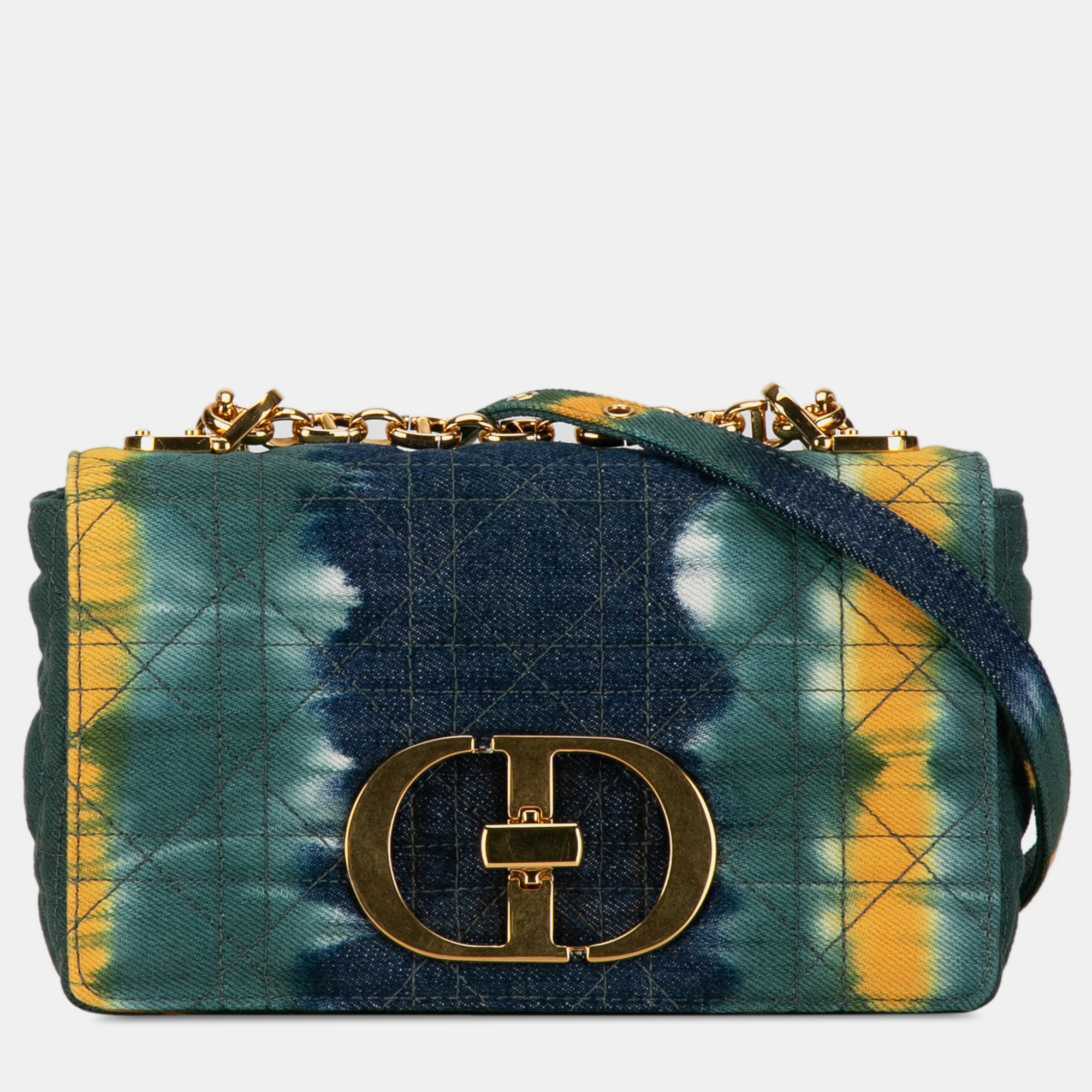 

Dior Blue Small Denim Tie-Dye Cannage Caro Bag