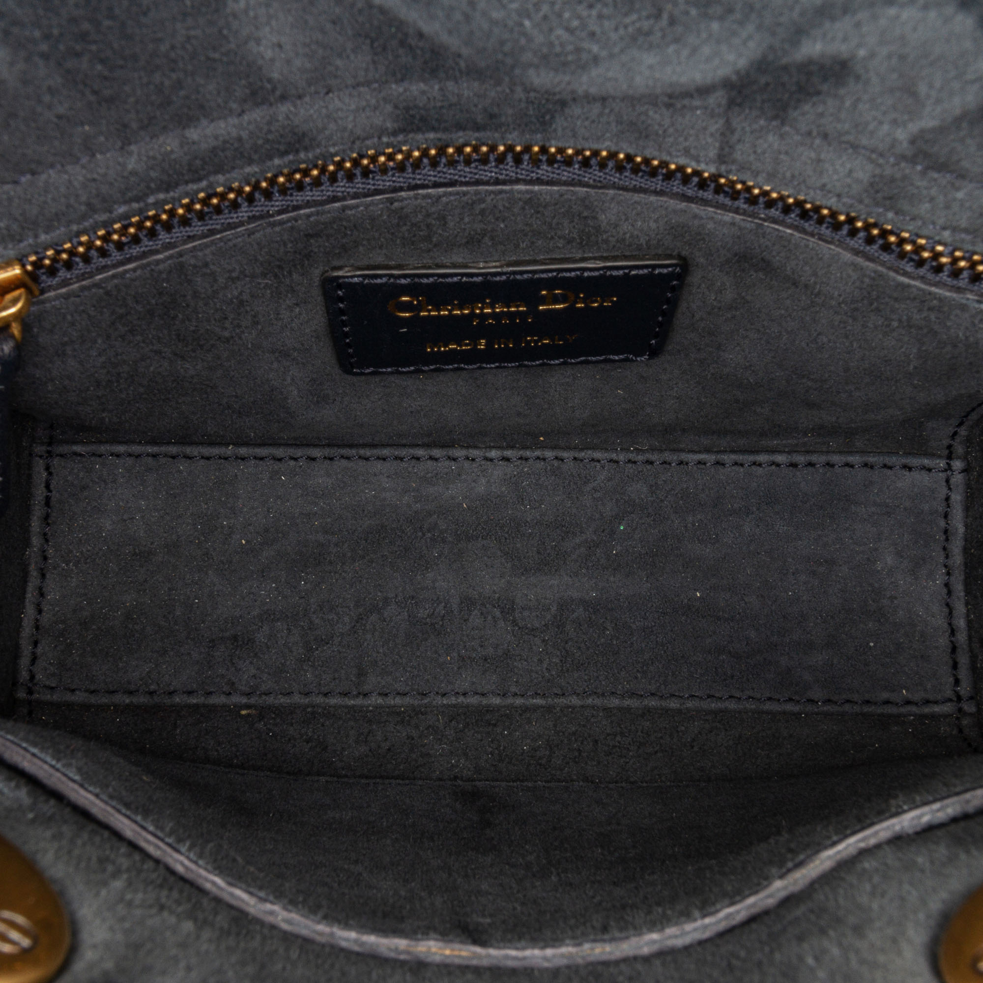 Dior Blue Mini Denim Embroidered Lady Dior Bag 