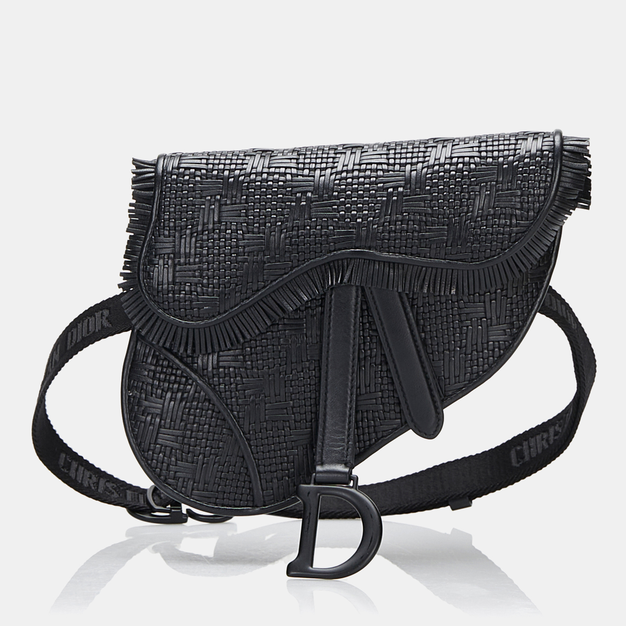 

Dior Ultra Matte Woven Saddle Bag, Black