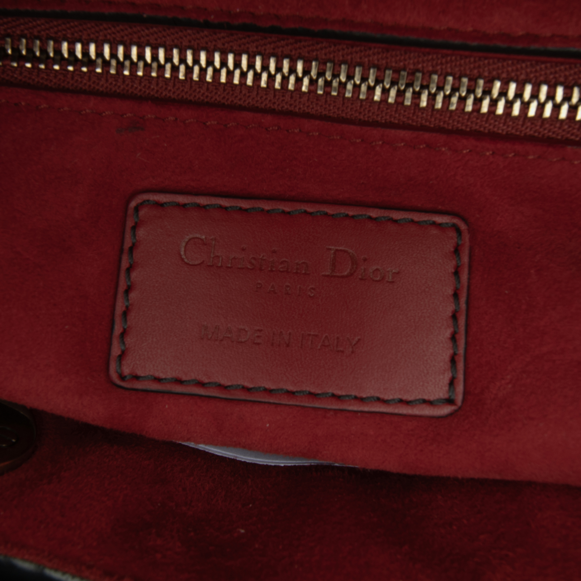 Dior Red Medium Lambskin Cannage Studded Supple Lady Dior 