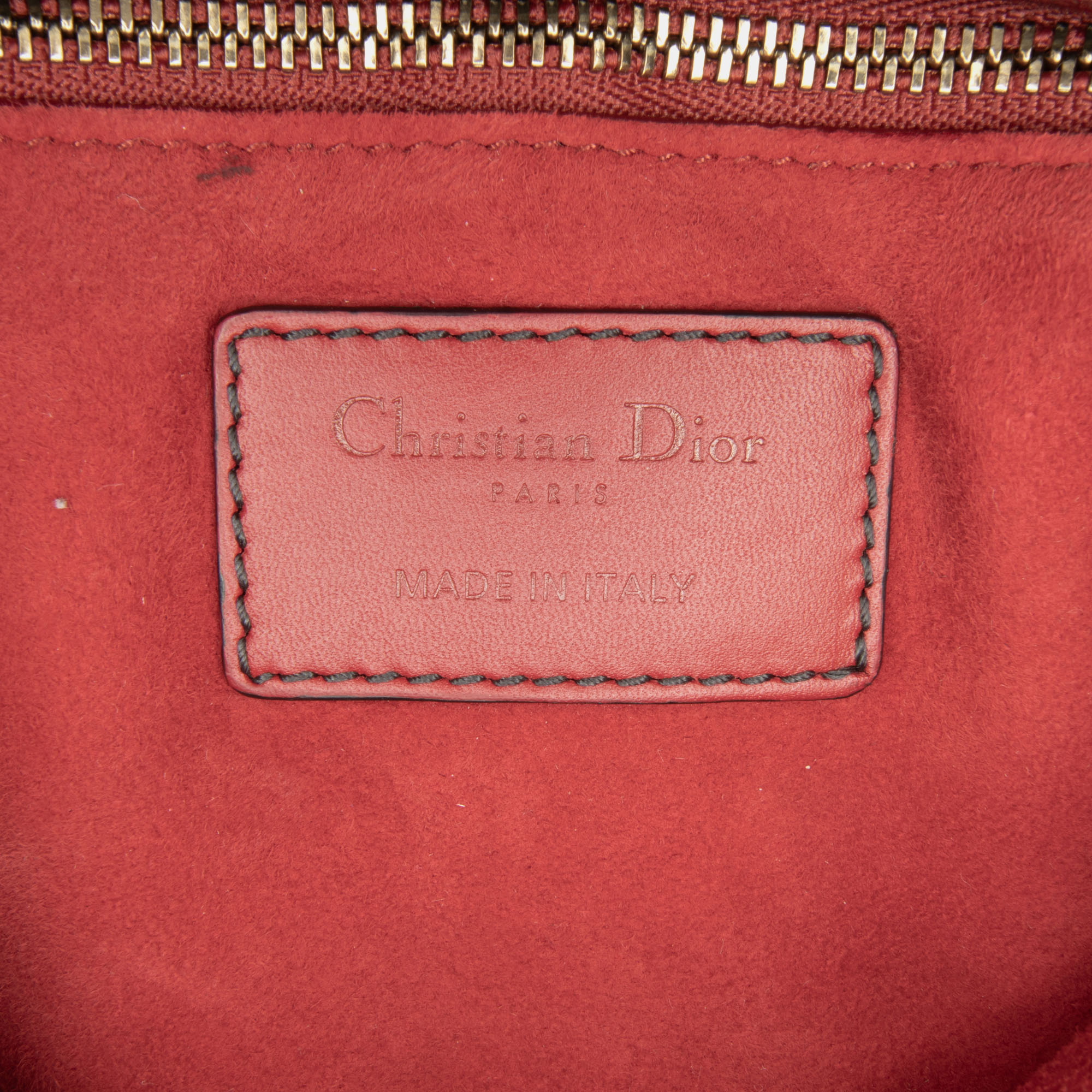 Dior Red Medium Lambskin Cannage Studded Supple Lady Dior 