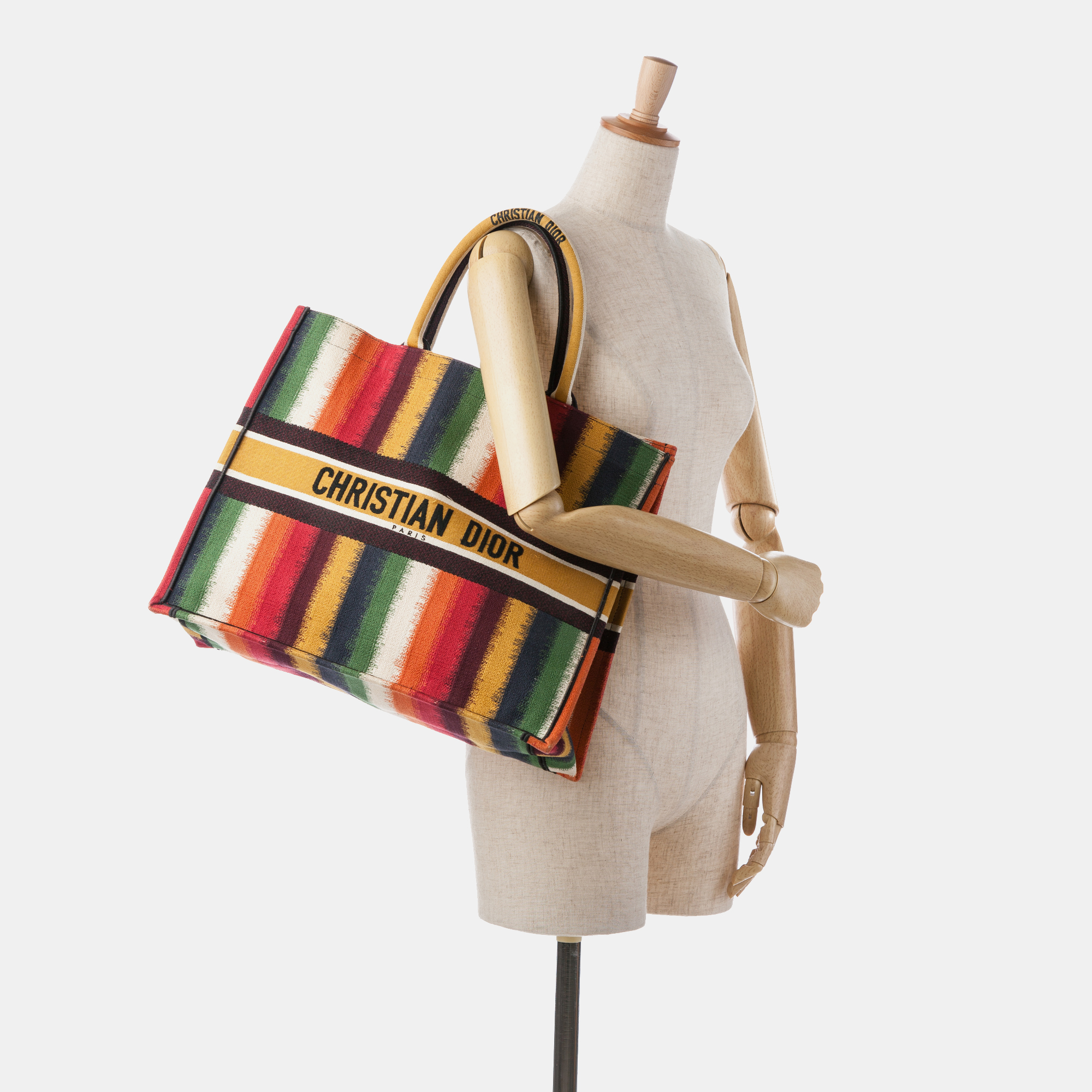 Dior Multicolor Large Striped Book Tote 