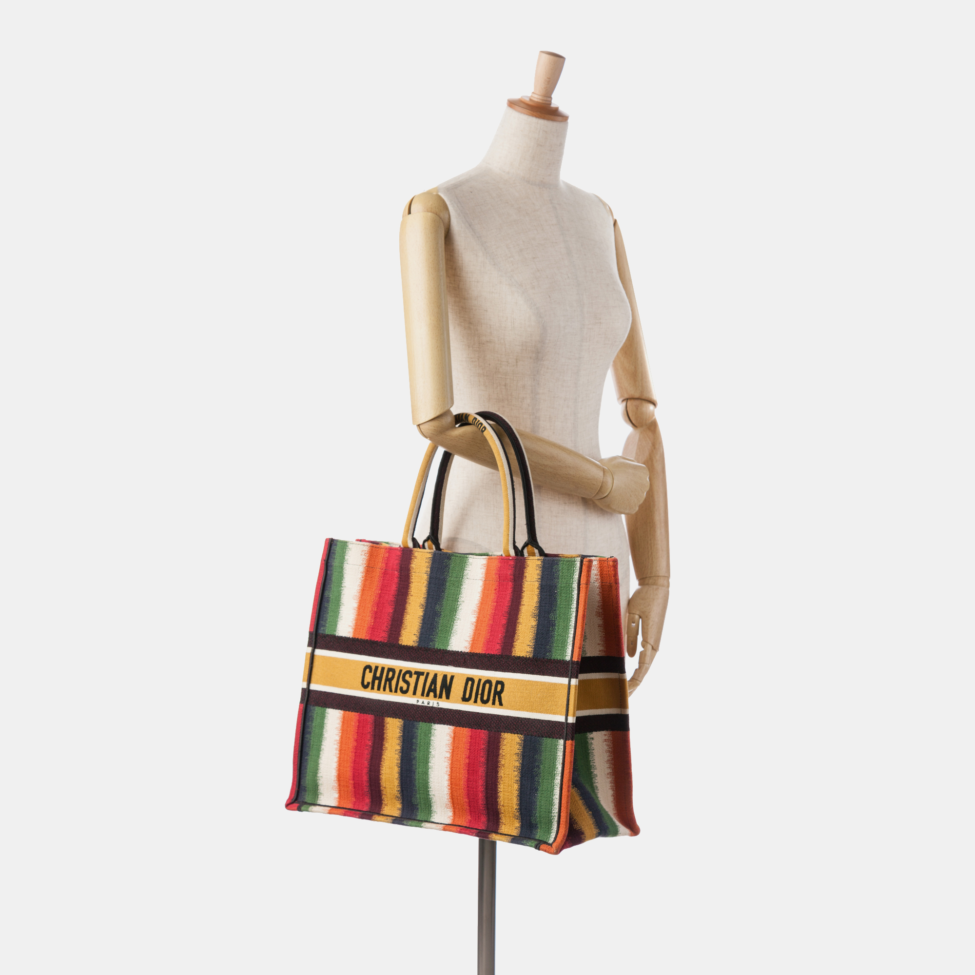 Dior Multicolor Large Striped Book Tote 