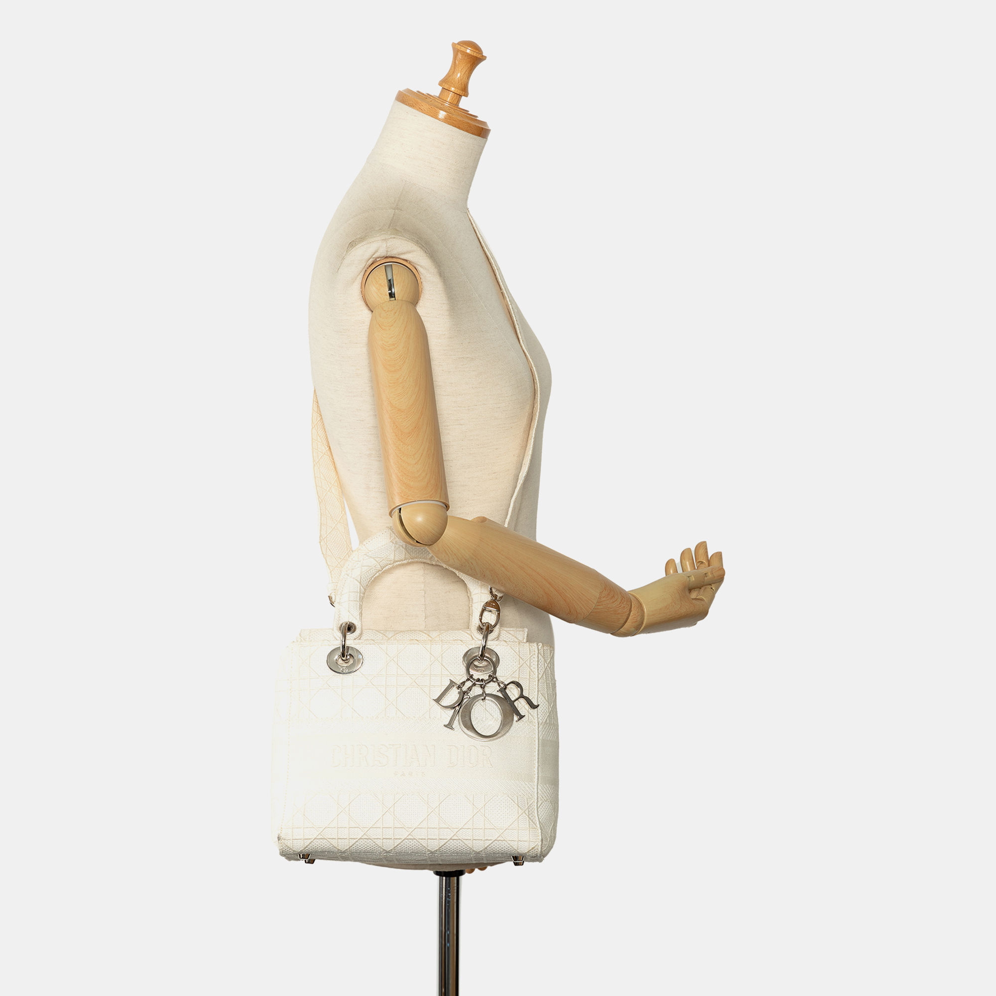 Dior White Medium Cannage Lady D-Lite 