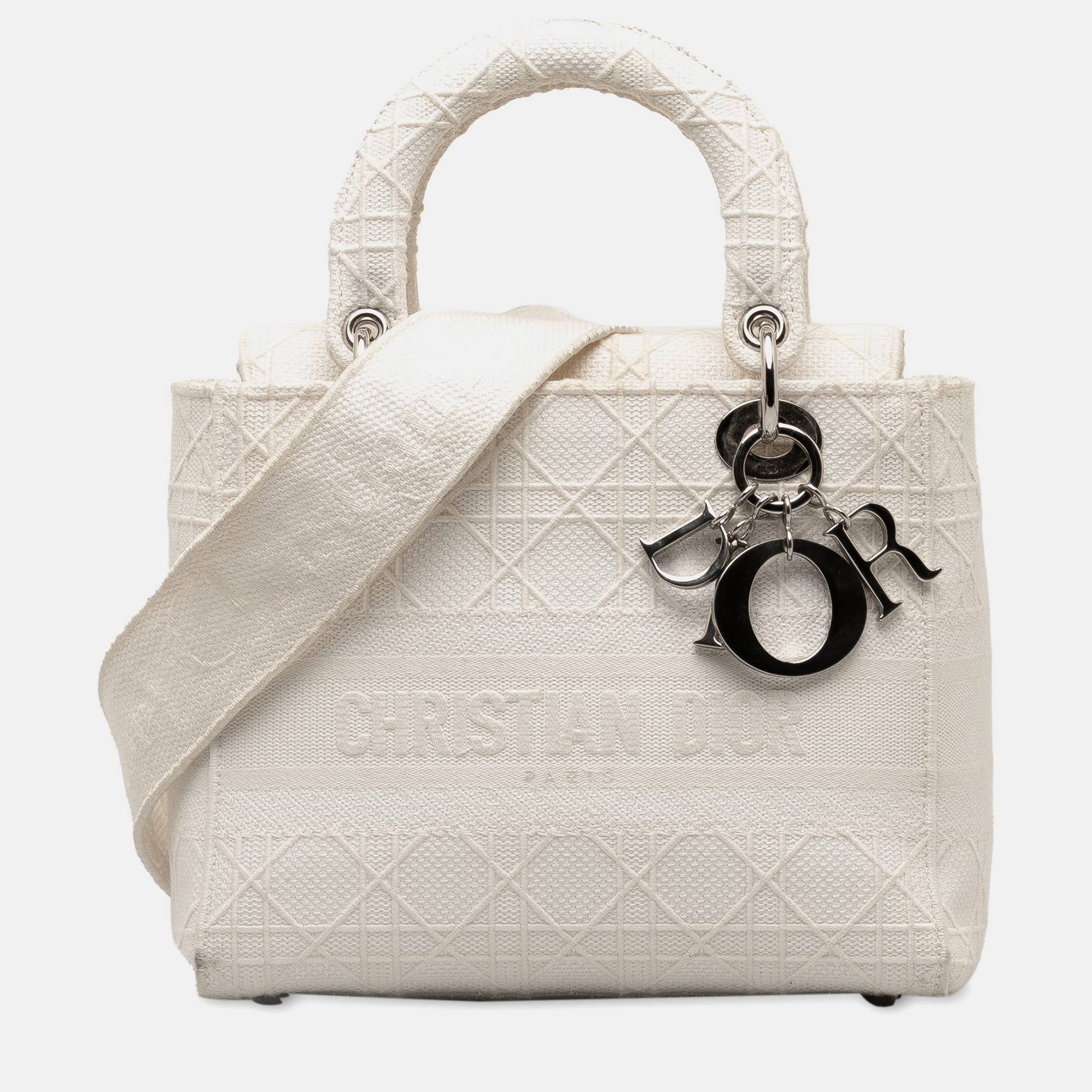 

Dior White Medium Cannage Lady D-Lite