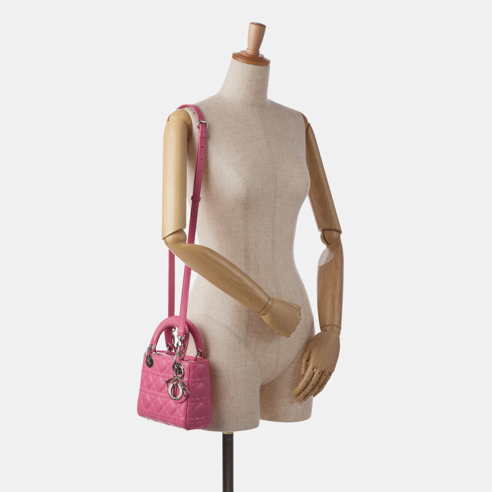 Dior Pink Mini Lambskin Cannage Lady Dior 