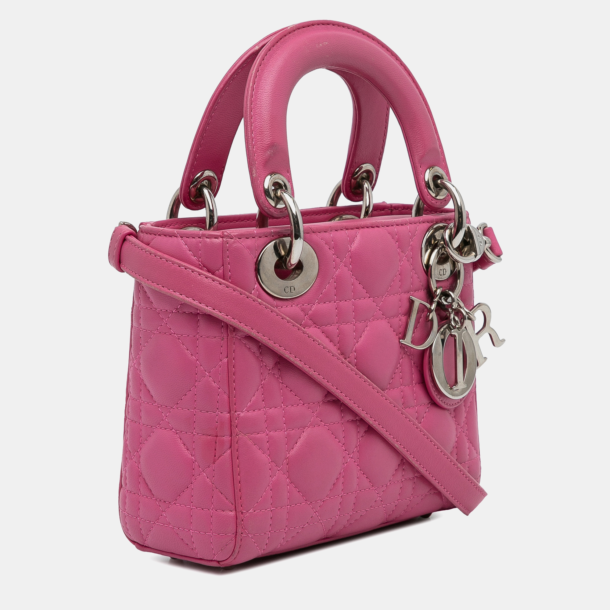 Dior Pink Mini Lambskin Cannage Lady Dior 