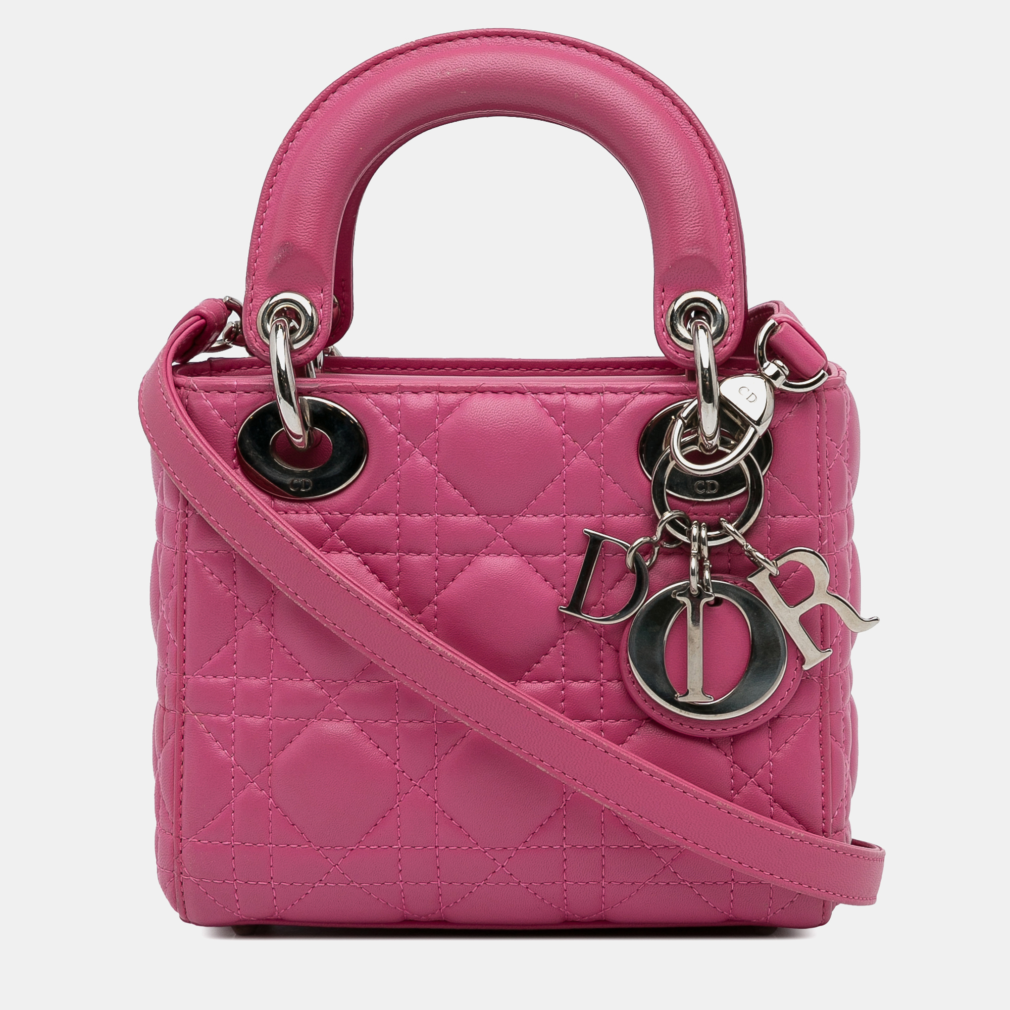 

Dior Pink Mini Lambskin Cannage Lady Dior