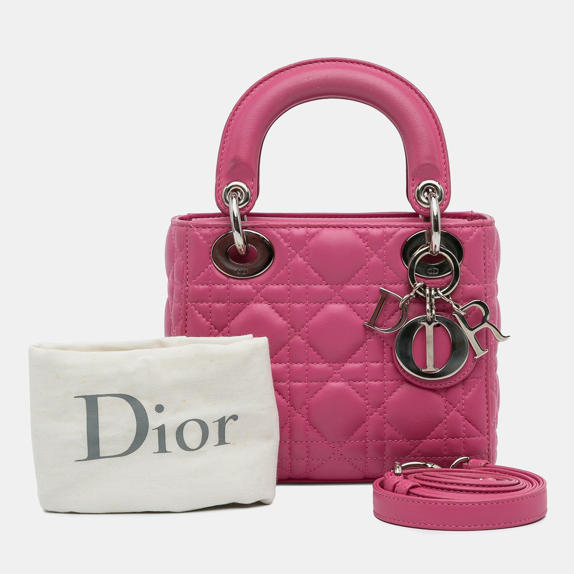 Dior Pink Mini Lambskin Cannage Lady Dior 