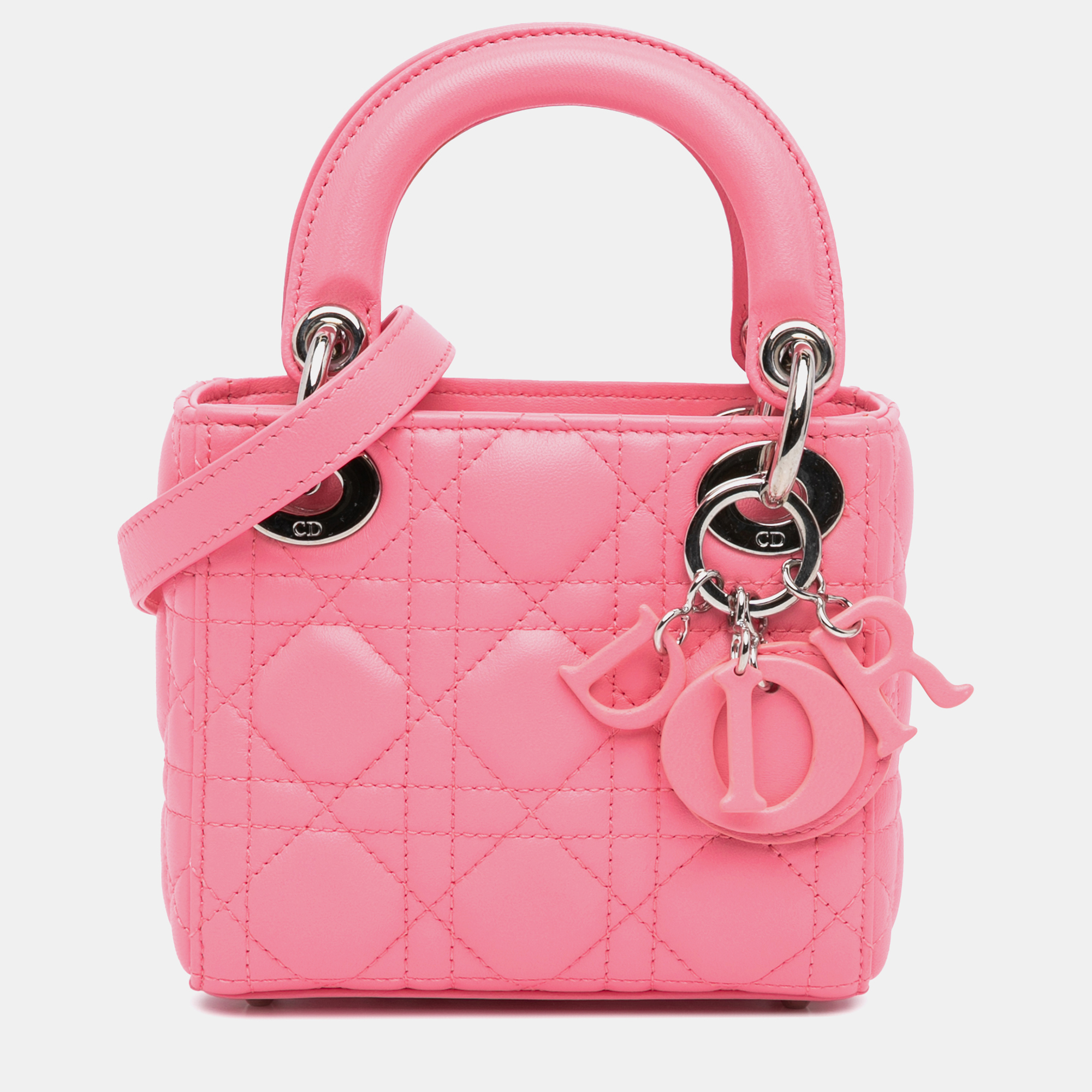 

Dior Pink Micro Lambskin Cannage Lady Dior