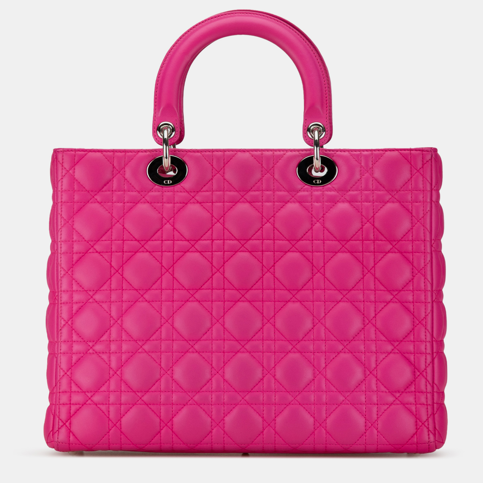 Dior Pink Large Lambskin Cannage Lady Dior Bag 