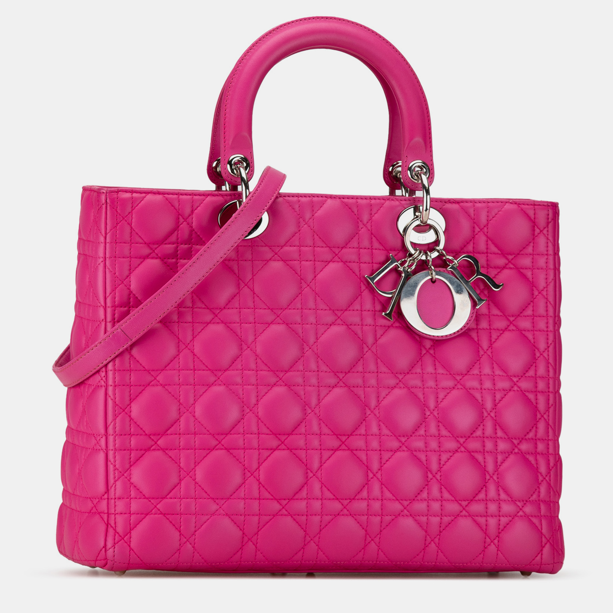 Dior Pink Large Lambskin Cannage Lady Dior Bag 
