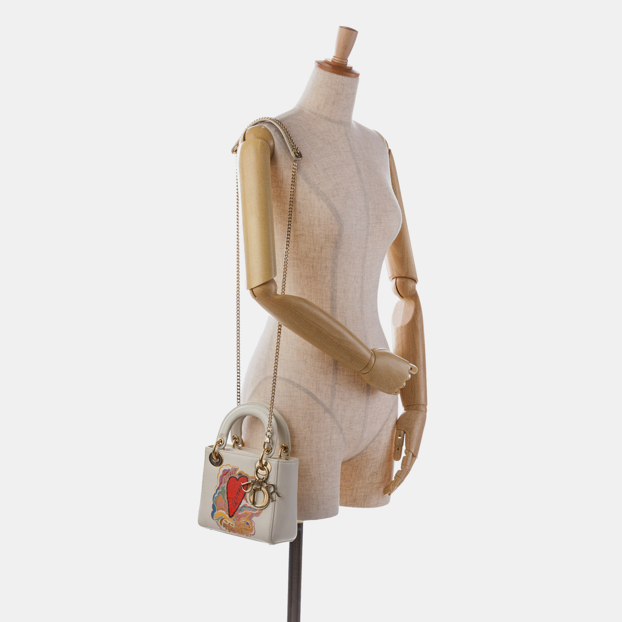 Dior White Niki De Saint Phalle Mini Calfskin Dioramour Lady Dior 