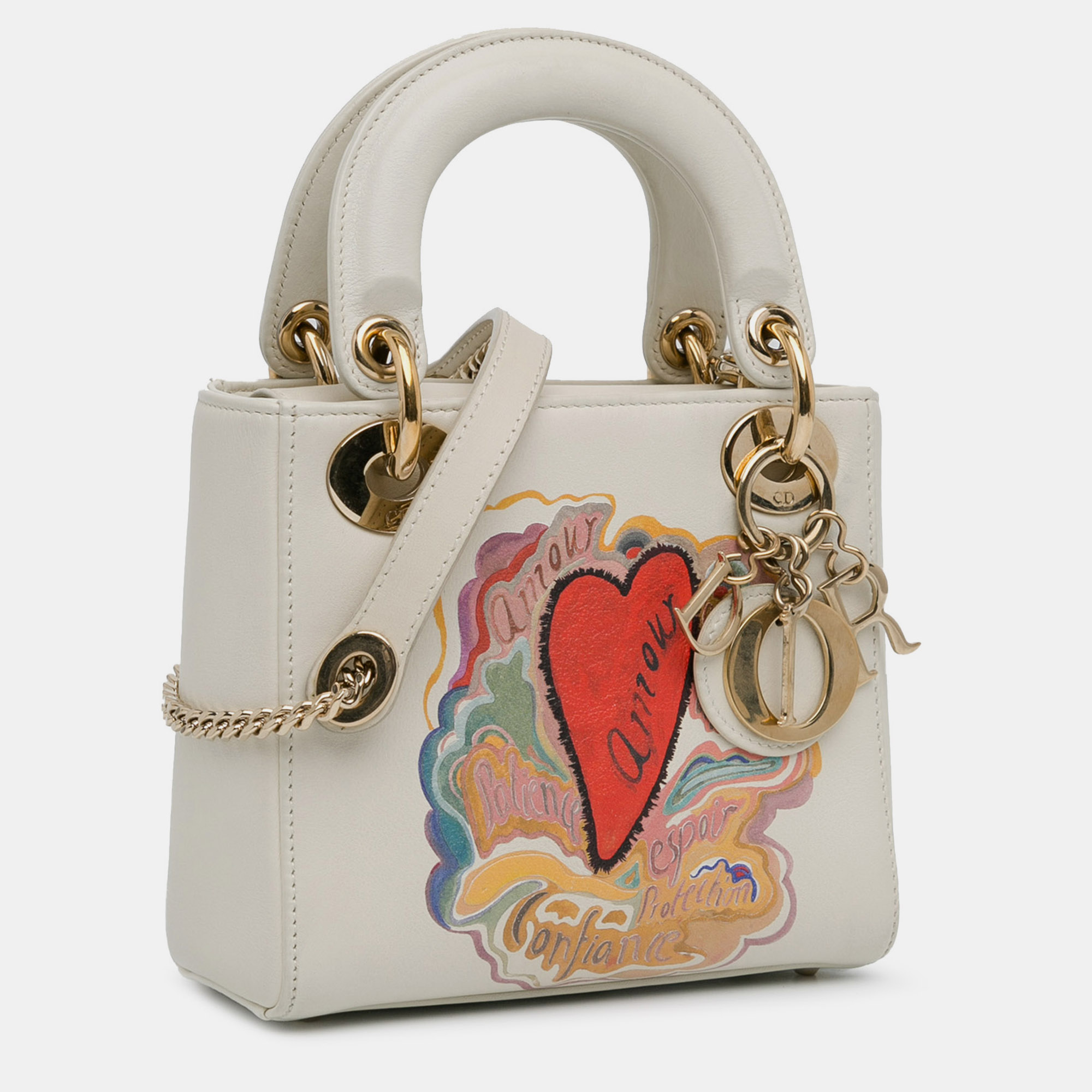 Dior White Niki De Saint Phalle Mini Calfskin Dioramour Lady Dior 
