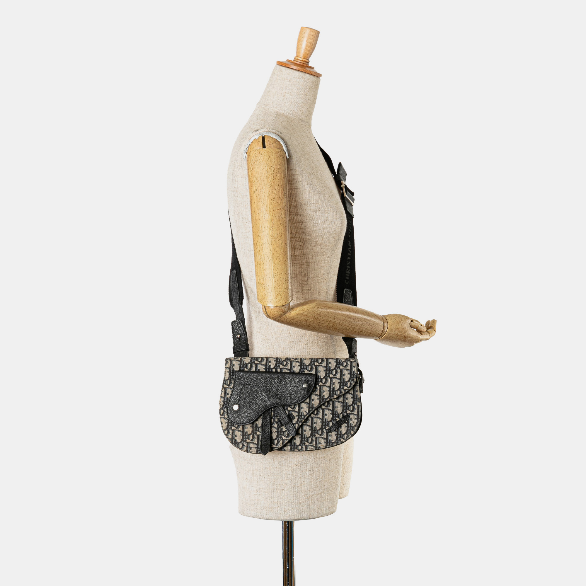 Dior Black Oblique Canvas Saddle Messenger Pouch Bag 