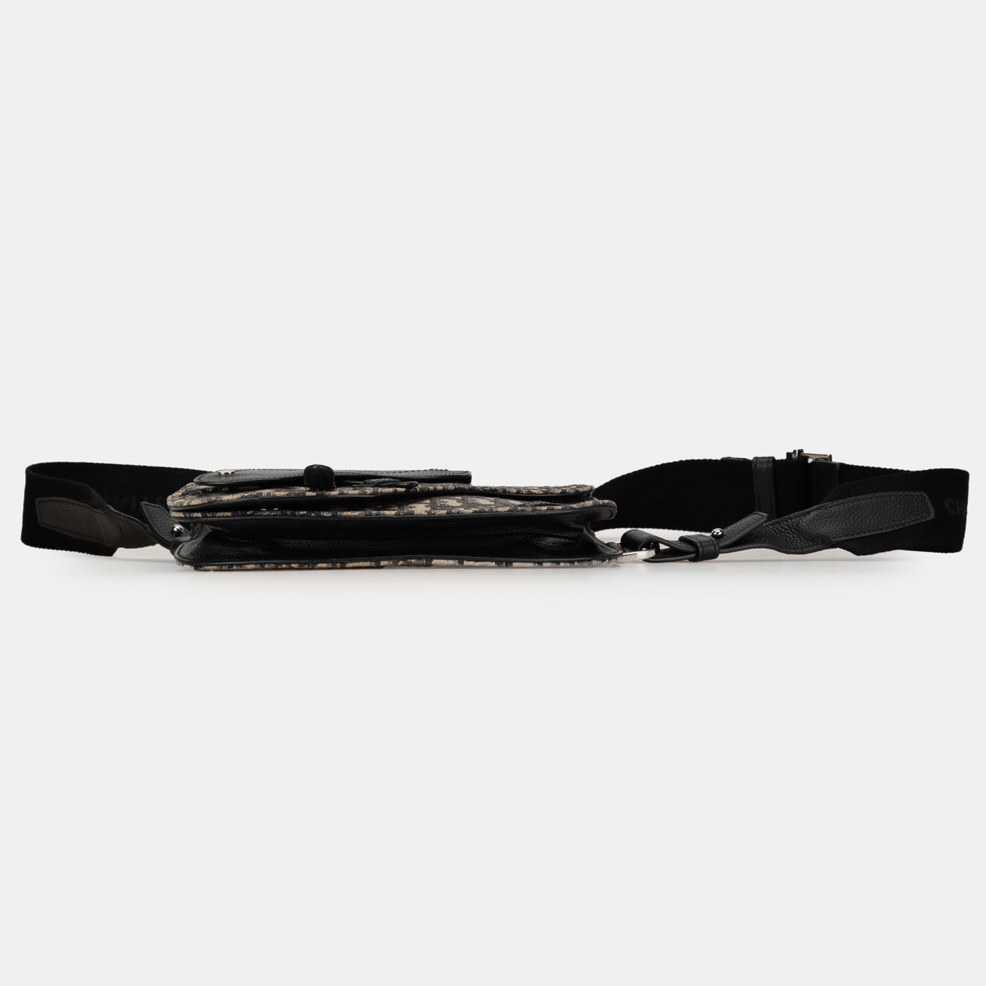 Dior Black Oblique Canvas Saddle Messenger Pouch Bag 