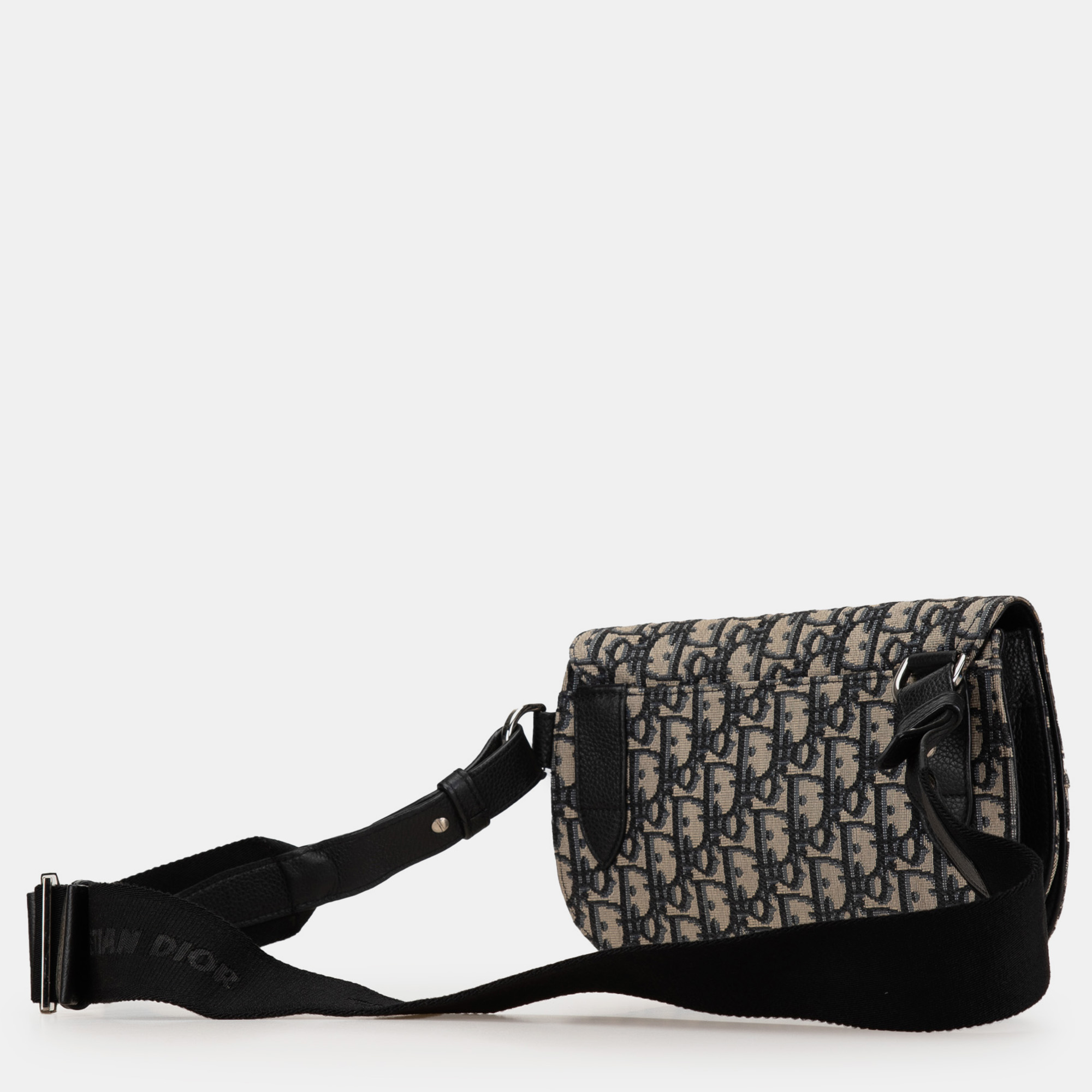 Dior Black Oblique Canvas Saddle Messenger Pouch Bag 