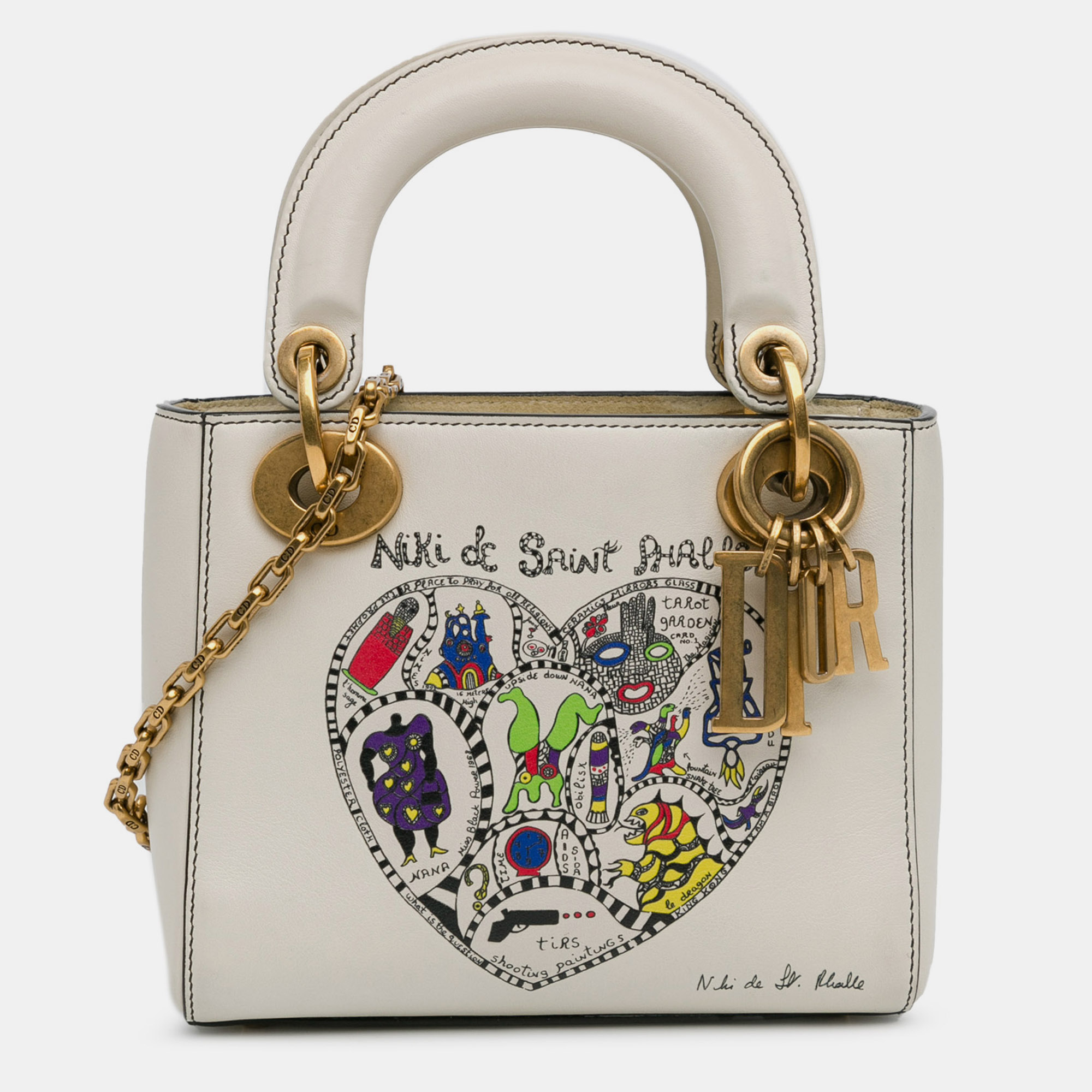 

Dior White Niki de Saint Phalle Mini Calfskin Lady Dior Bag