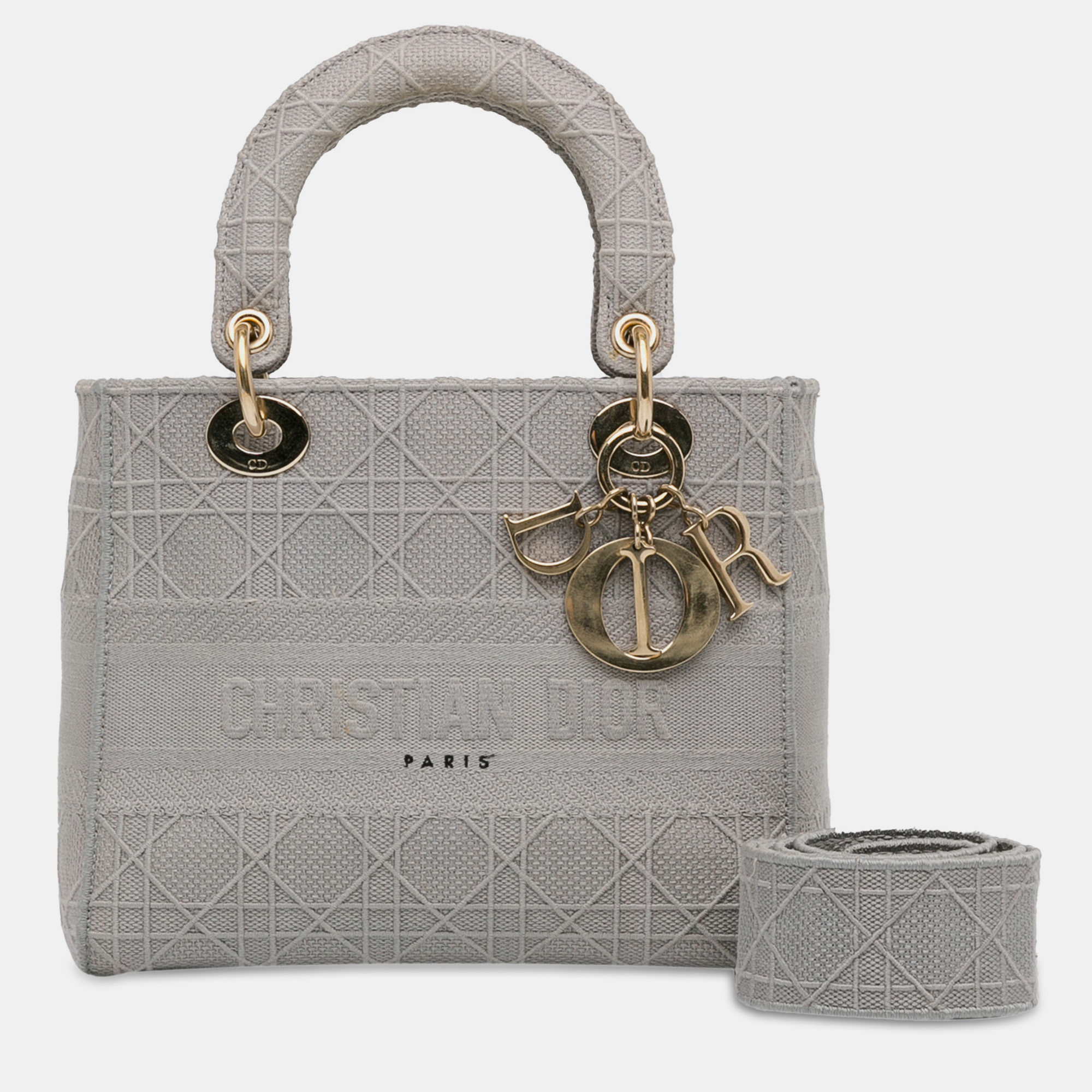 Dior Grey Medium Cannage Lady D-Lite Bag 