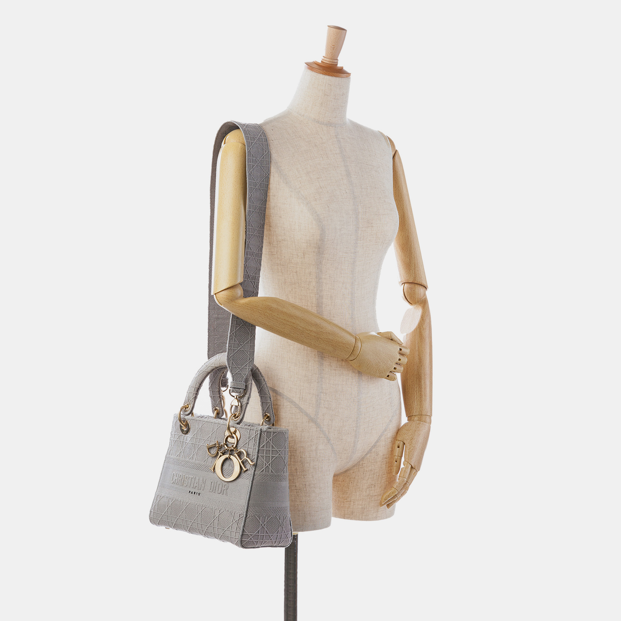 Dior Grey Medium Cannage Lady D-Lite Bag 