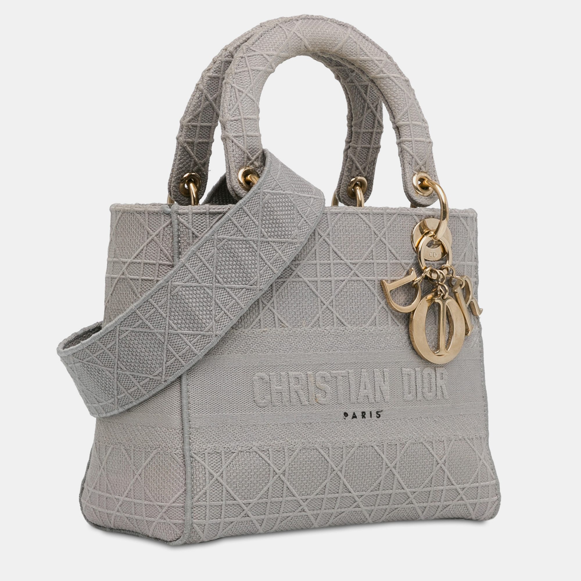 Dior Grey Medium Cannage Lady D-Lite Bag 