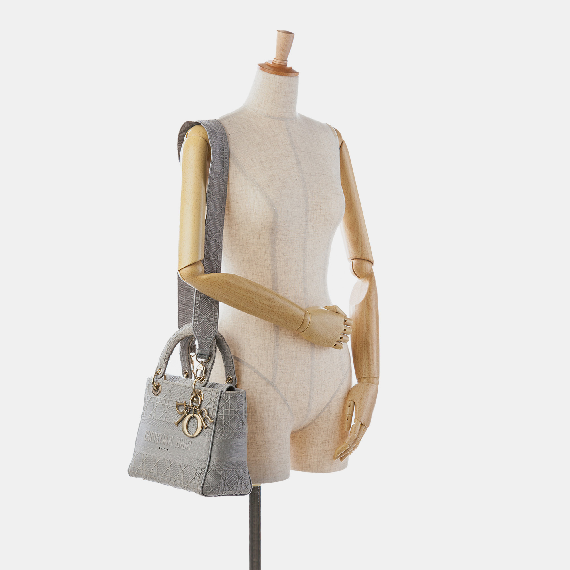 Dior Grey Medium Cannage Lady D-Lite 