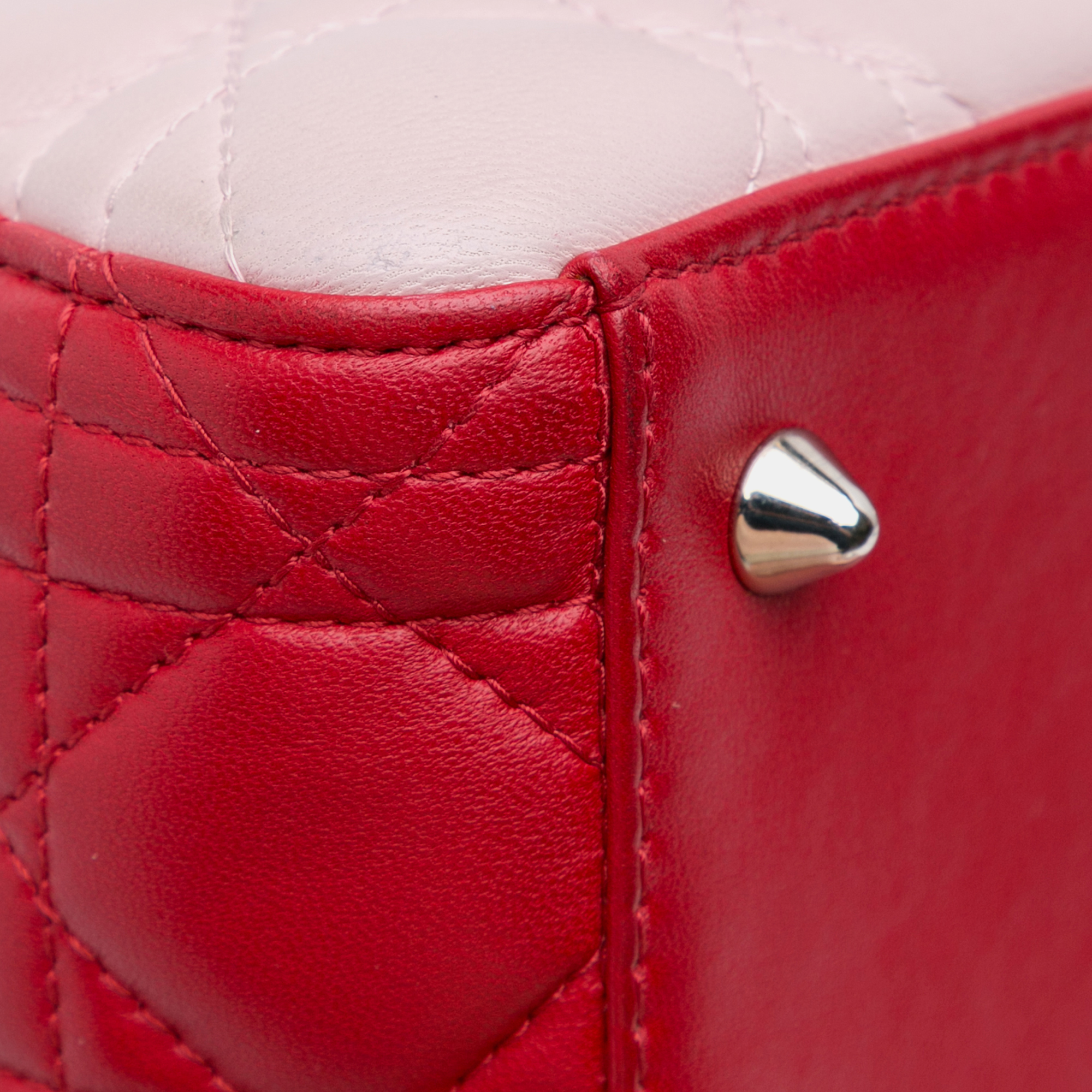 Dior Red Medium Tricolor Lambskin Cannage Lady Dior 