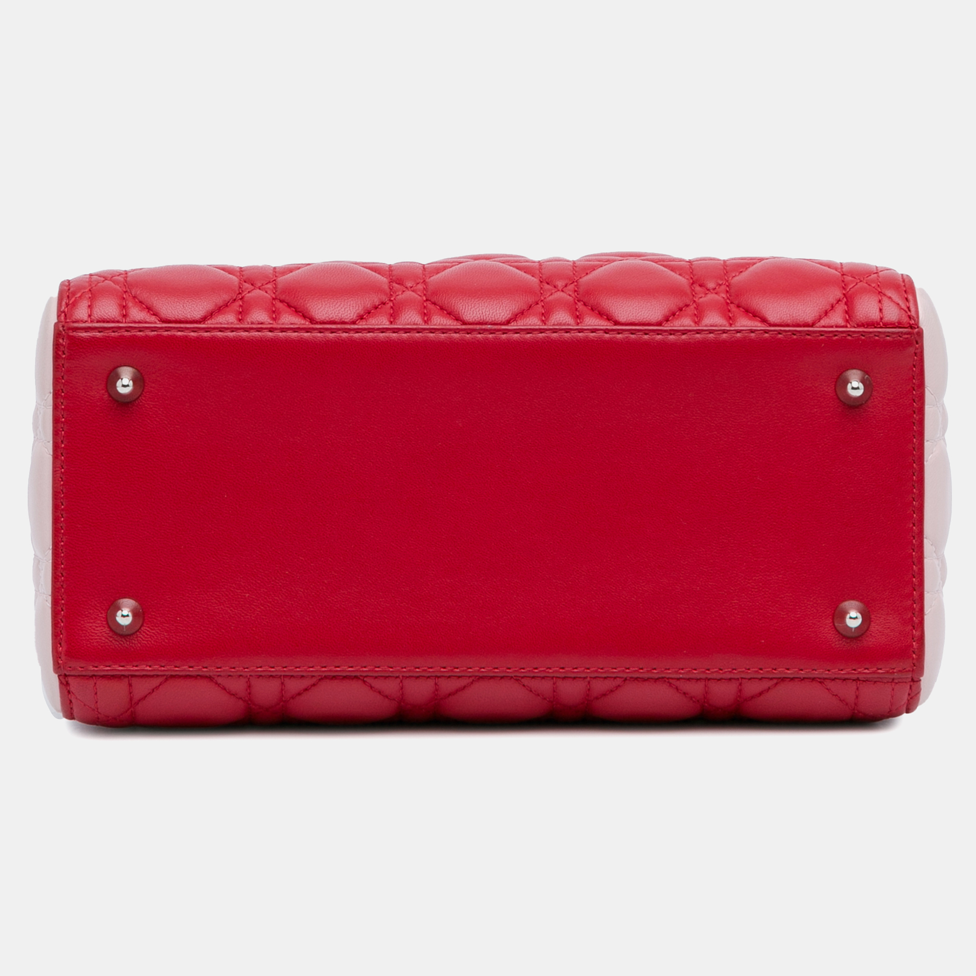 Dior Red Medium Tricolor Lambskin Cannage Lady Dior 