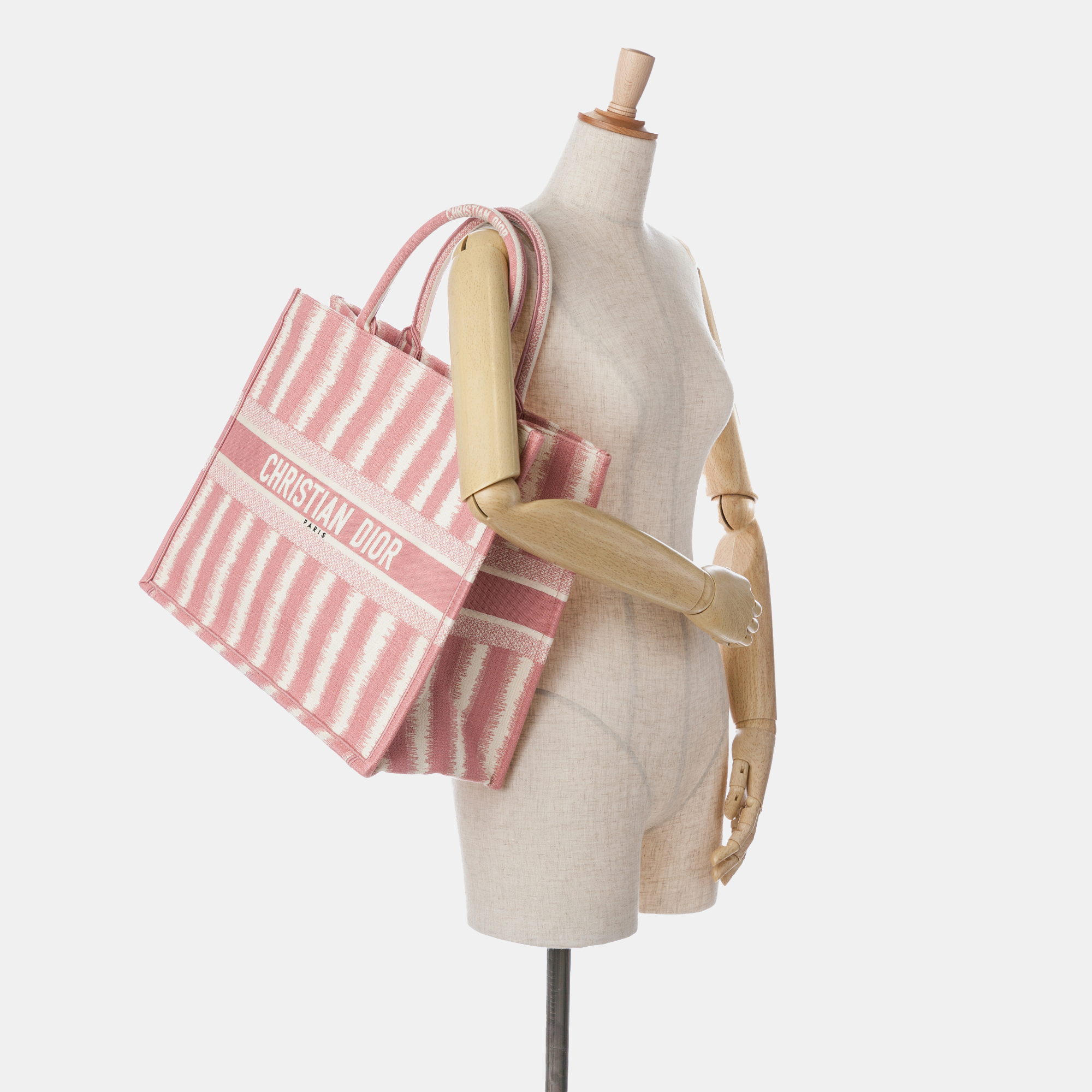 Dior Pink Large Striped Book Tote 