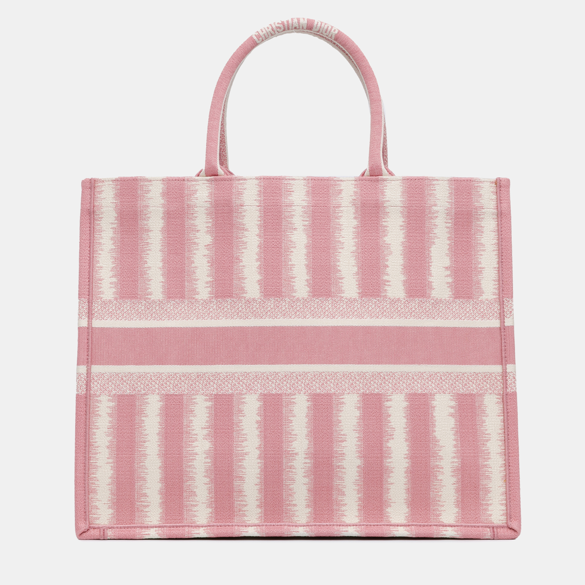 Dior Pink Large Striped Book Tote 
