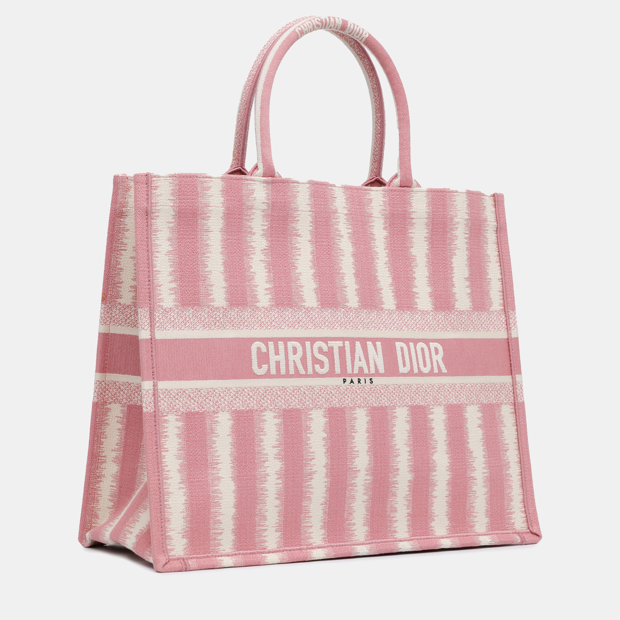 Dior Pink Large Striped Book Tote 