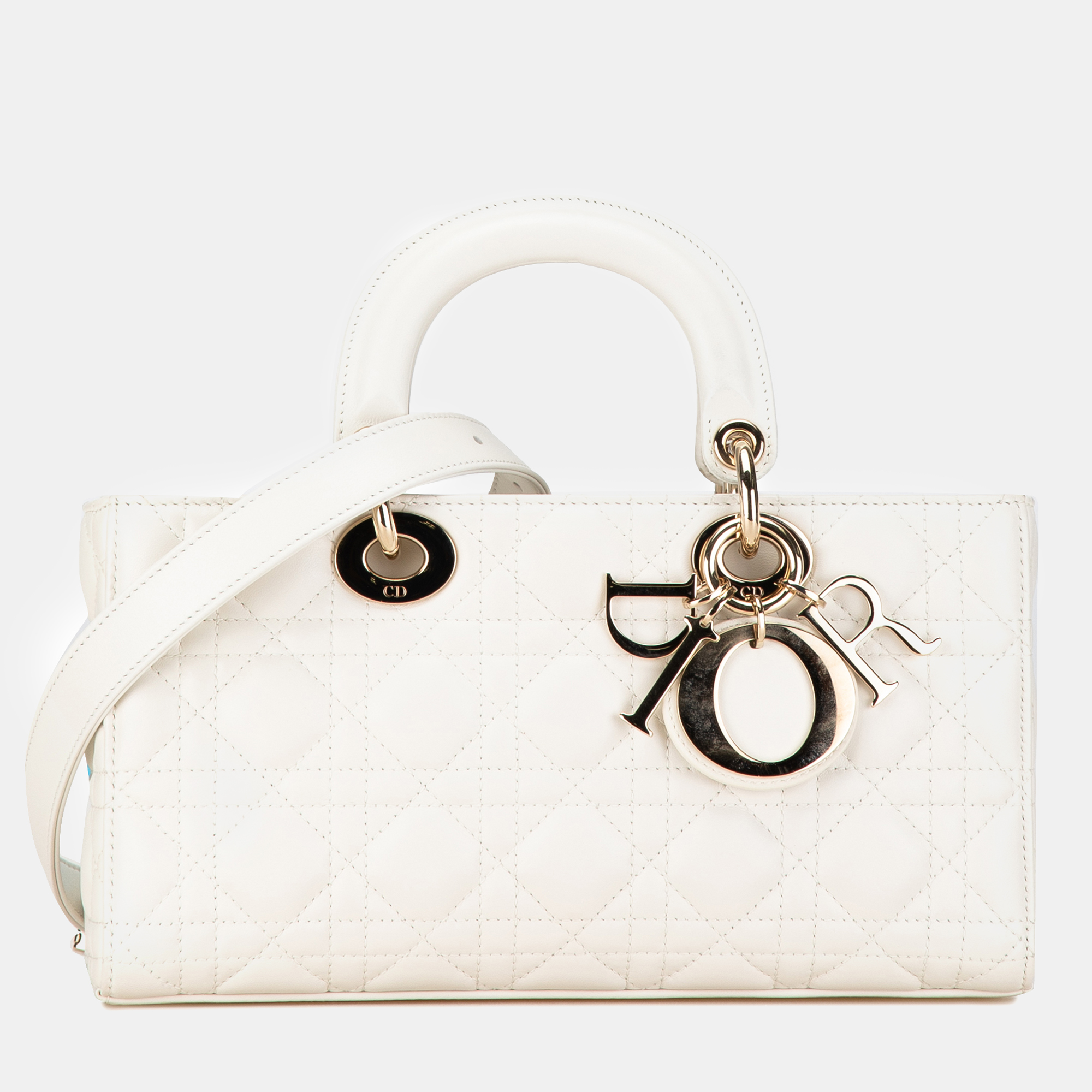 

Dior White Medium Lambskin Cannage Lady D-Joy