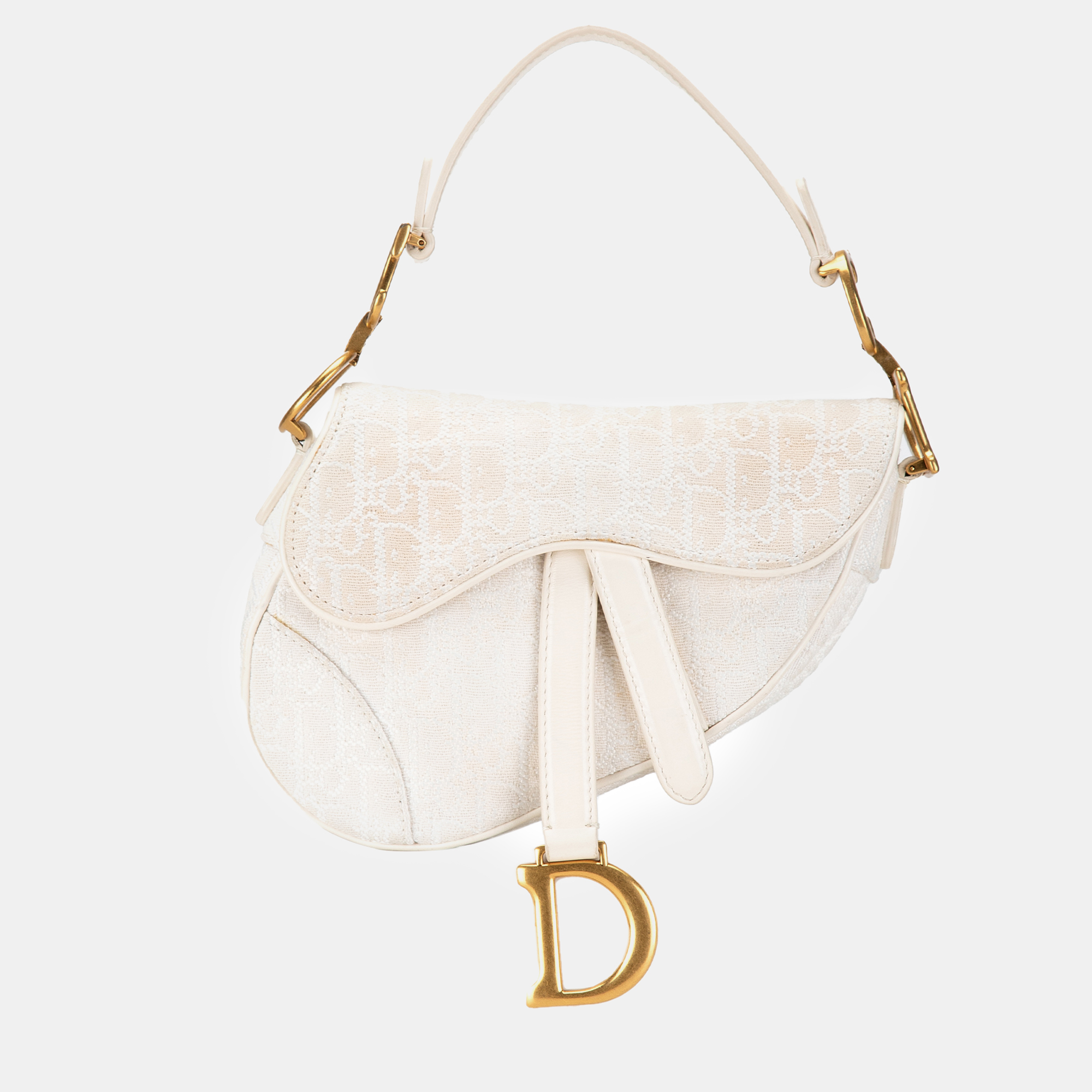 

Dior White Mini Oblique Canvas Saddle