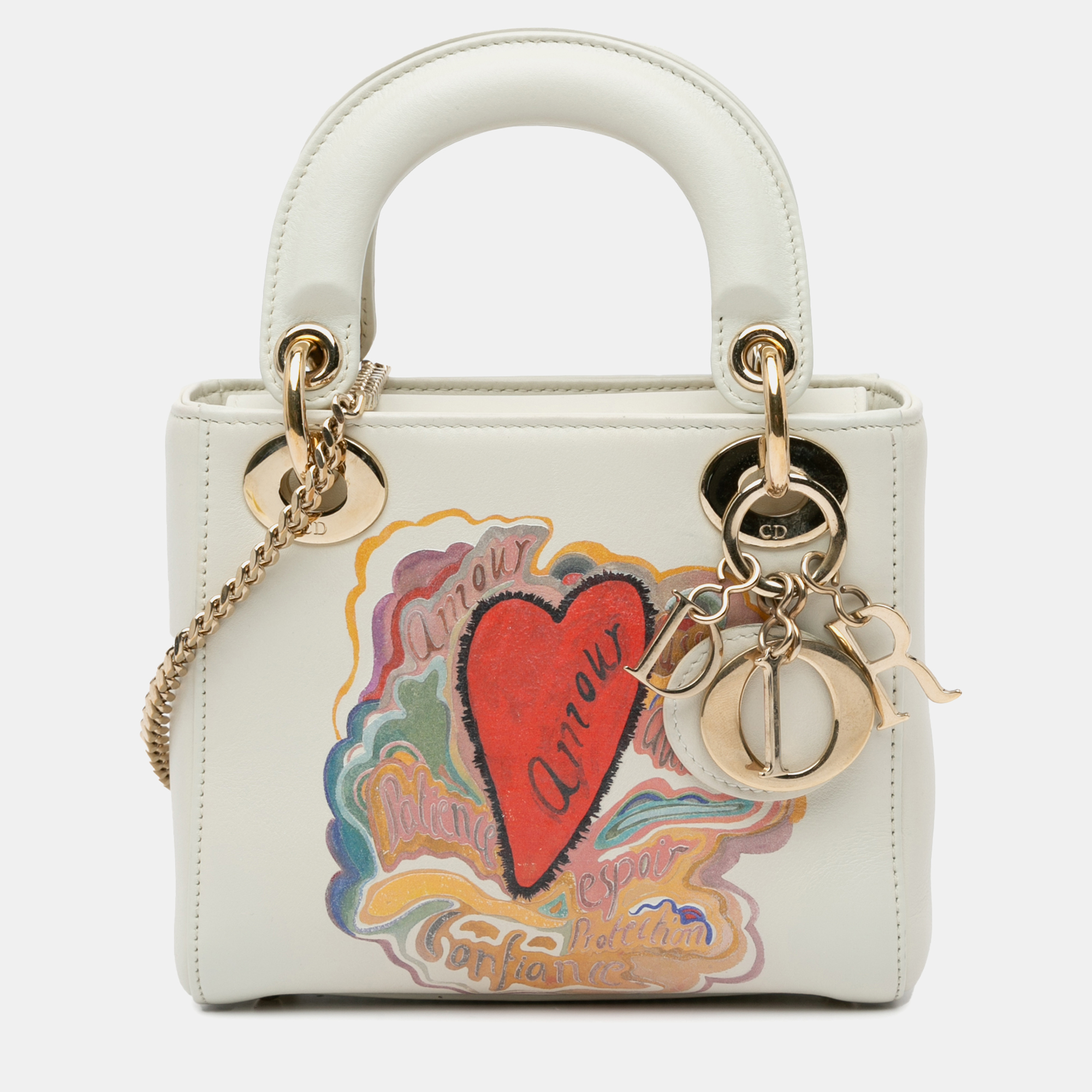 

Dior White Niki De Saint Phalle Mini Calfskin Dioramour Lady Dior