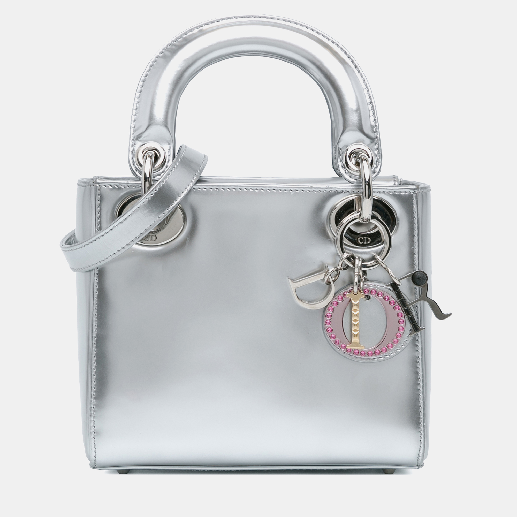 

Dior Silver Mini Metallic Patent Lady Dior