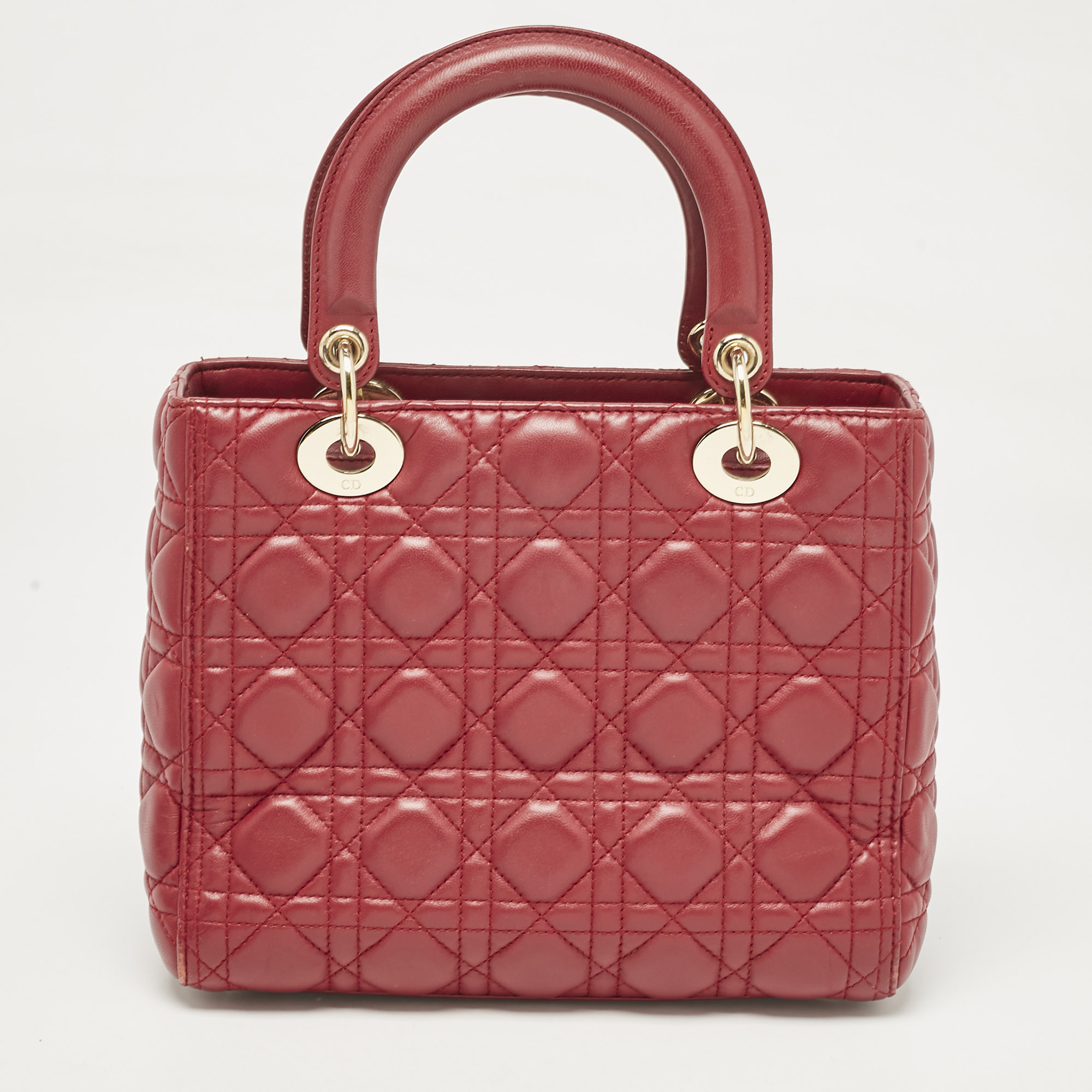 Dior Red Cannage Leather Medium Lady Dior Tote 