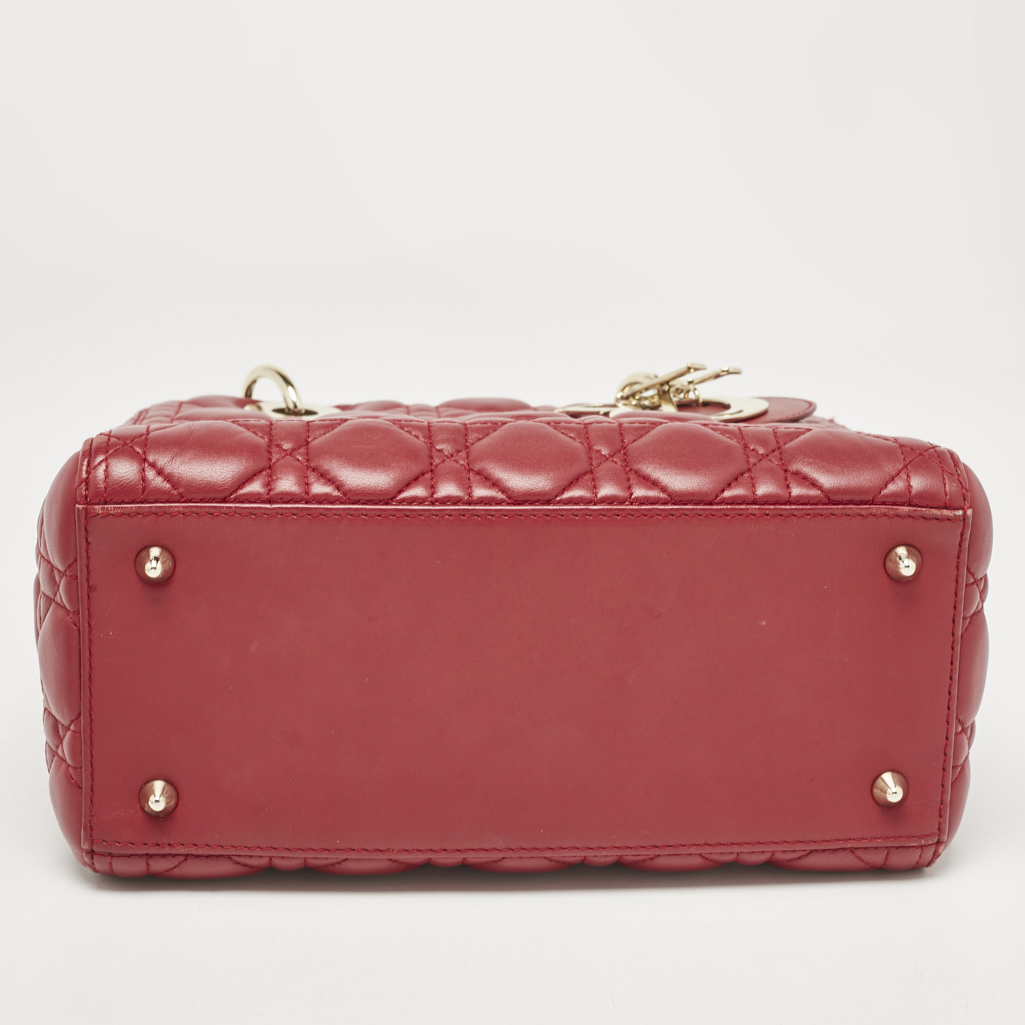 Dior Red Cannage Leather Medium Lady Dior Tote 