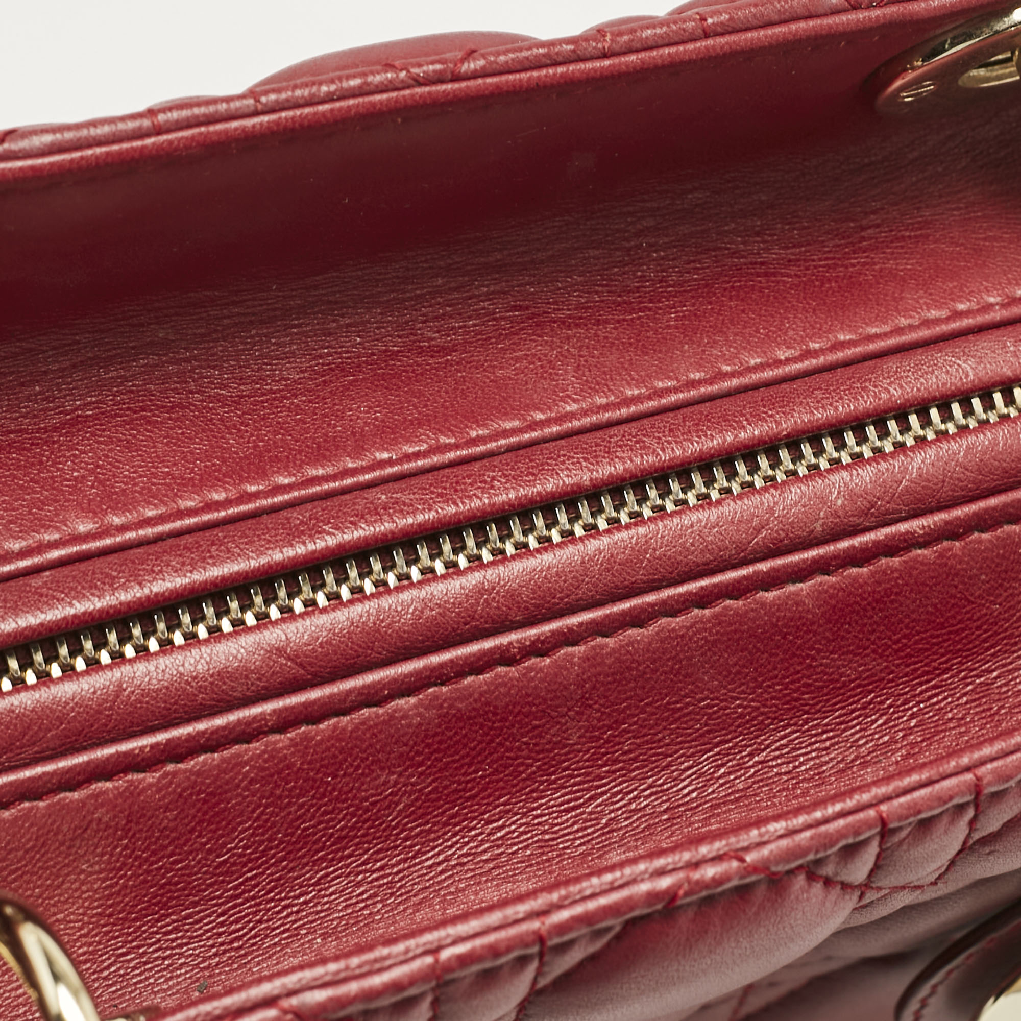 Dior Red Cannage Leather Medium Lady Dior Tote 