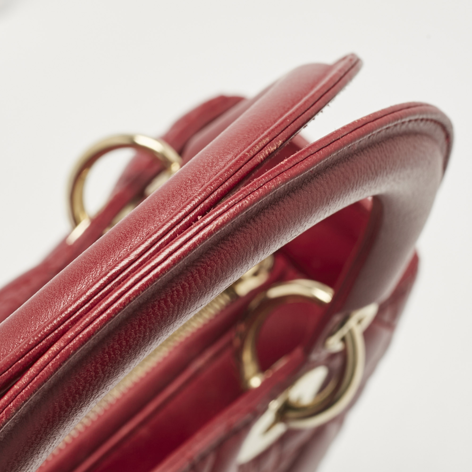 Dior Red Cannage Leather Medium Lady Dior Tote 