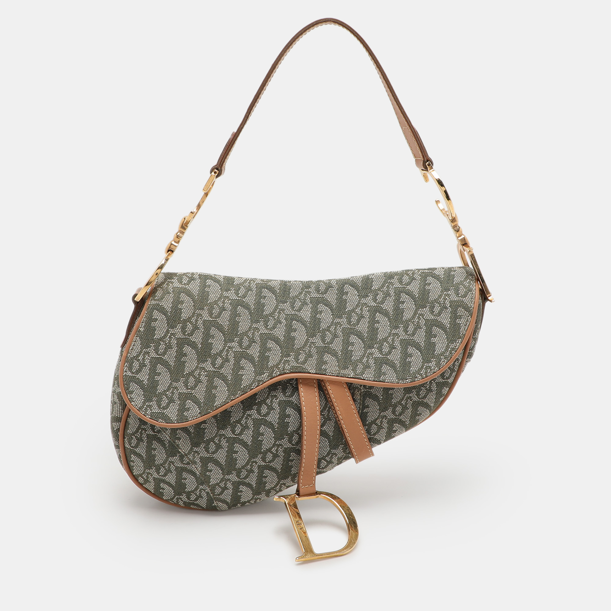 

Dior Green/Tan Oblique Canvas Saddle Bag