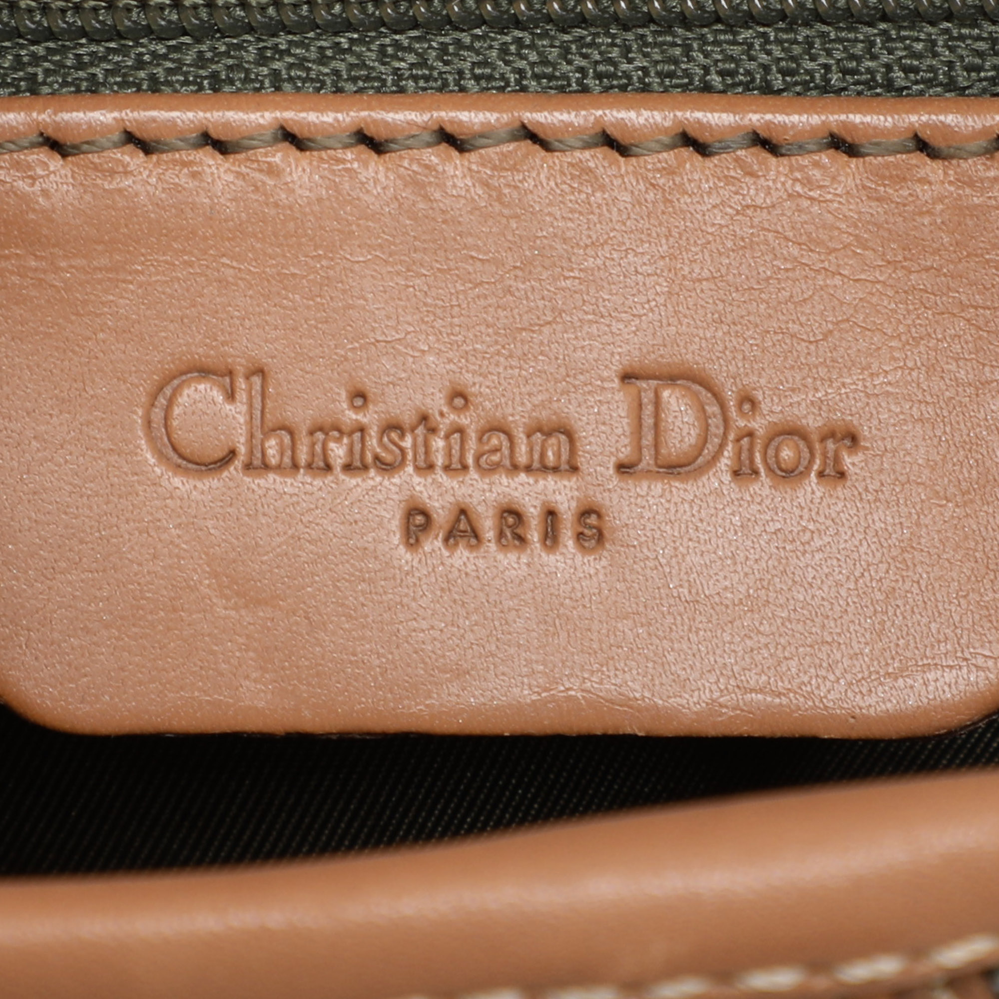Dior Green/Tan Oblique Canvas Saddle Bag 