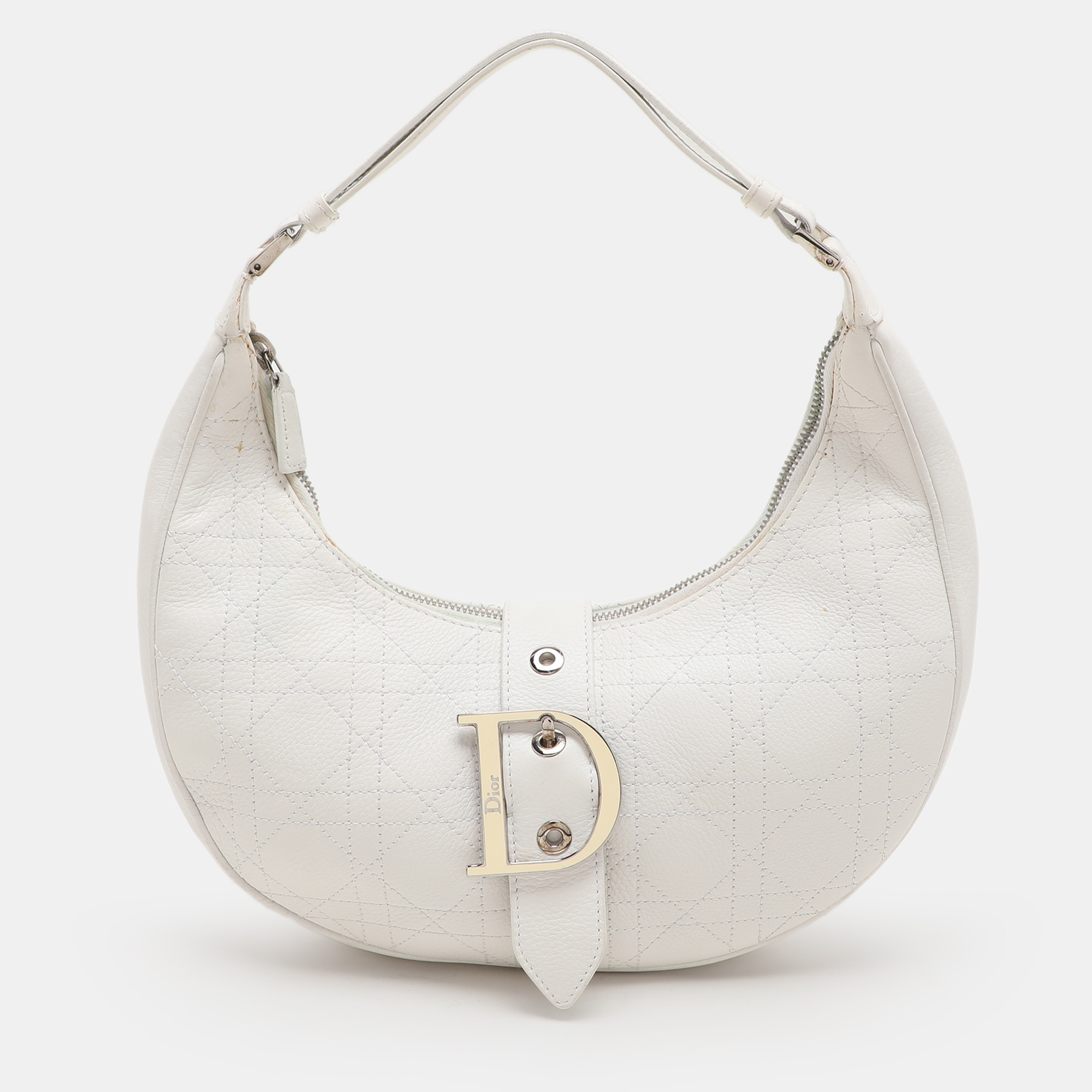 

Dior White Cannage Leather Hobo