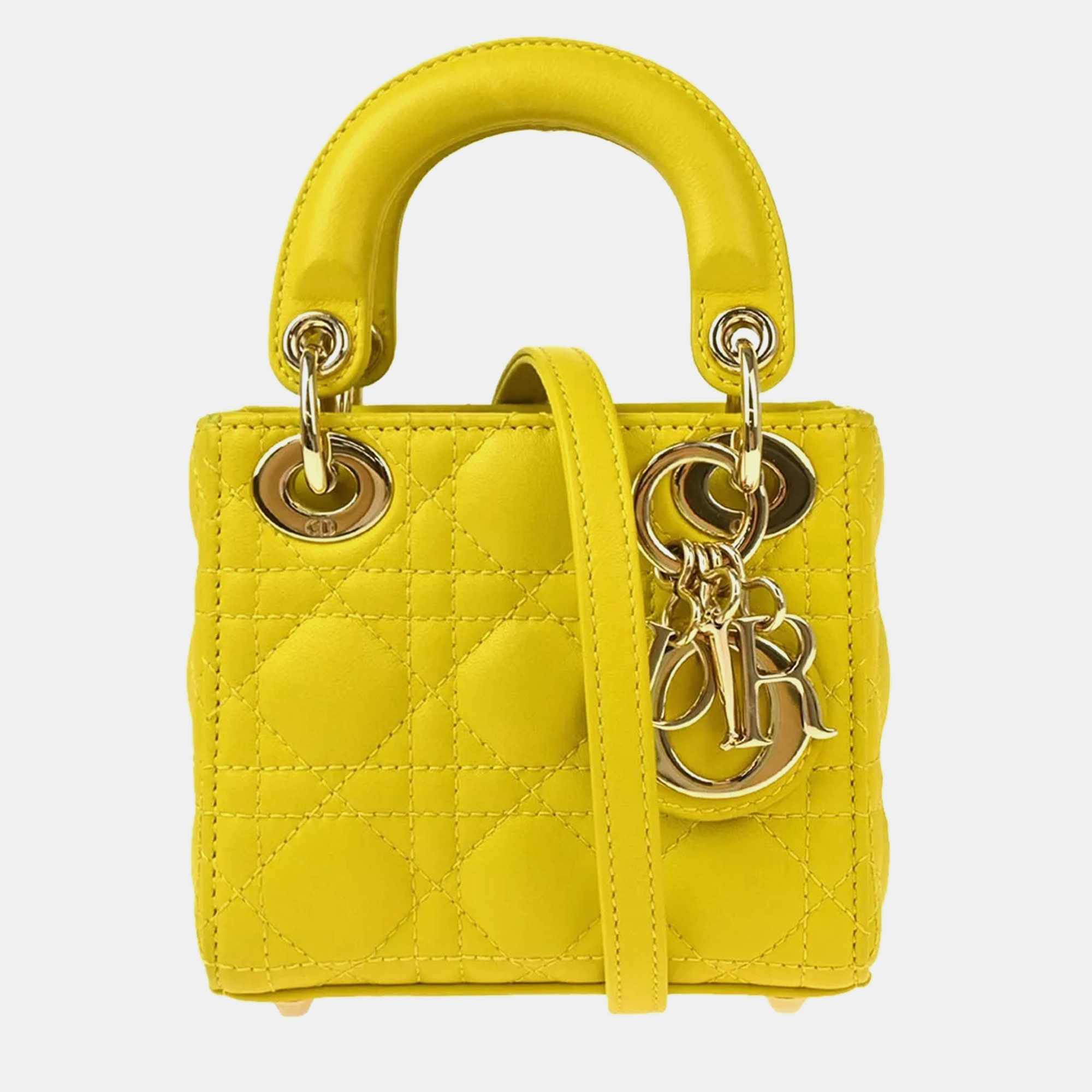 

Christian Dior Yellow Lambskin Lady Dior Handbag