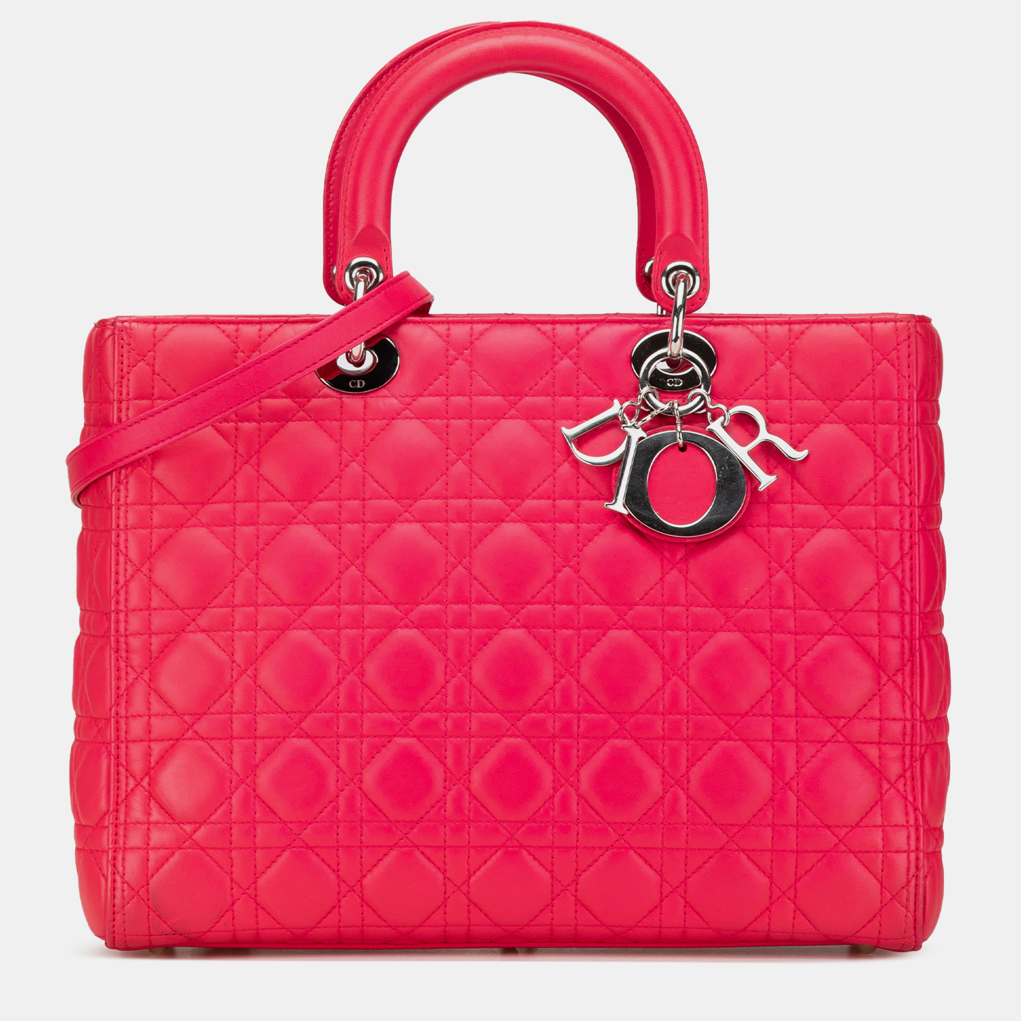 

Dior Pink Large Lambskin Cannage Lady Dior