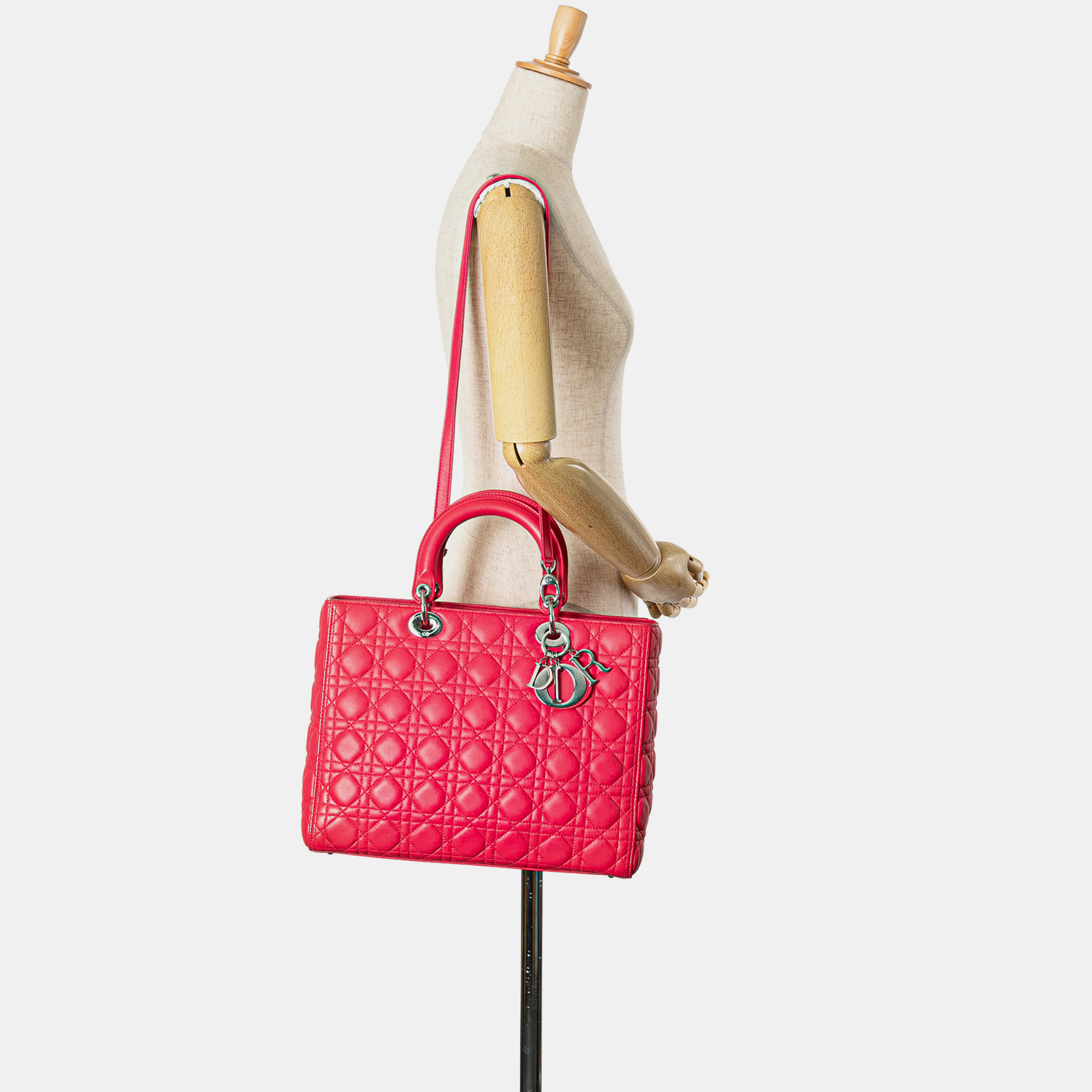 Dior Pink Large Lambskin Cannage Lady Dior 