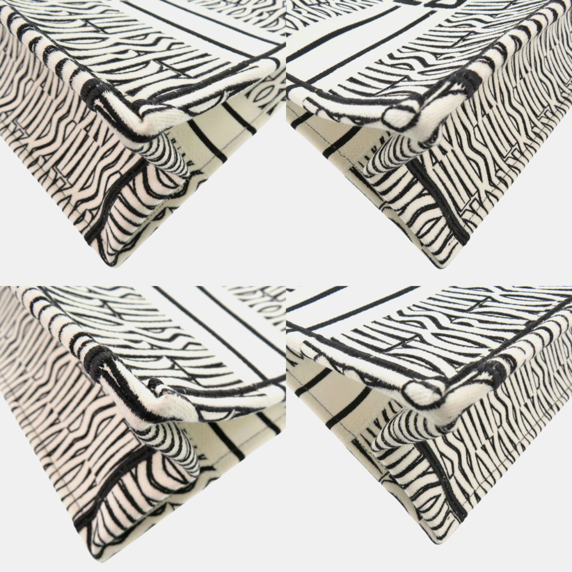 Dior White/Black Embroidered Canvas Medium Book Tote Bag 