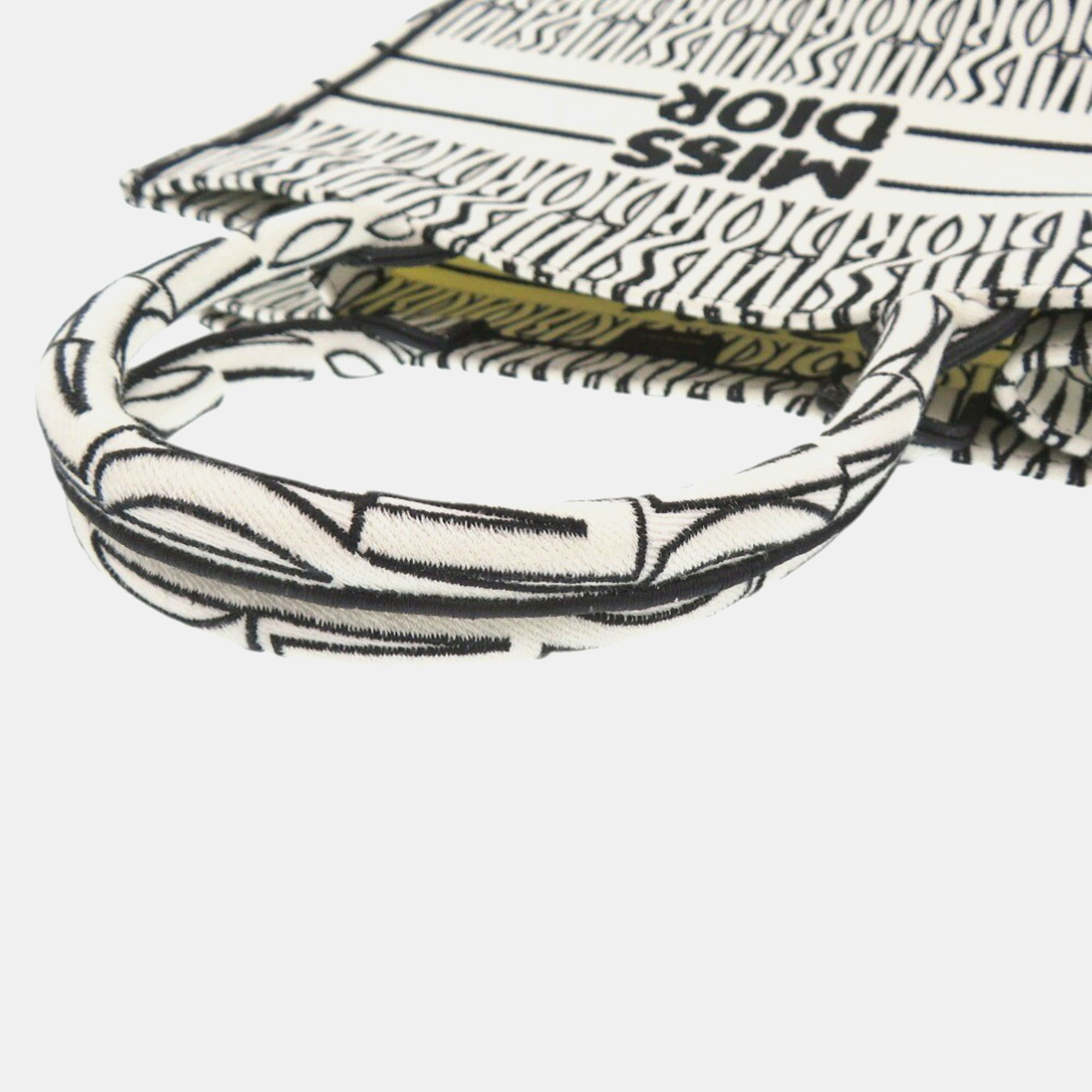 Dior White/Black Embroidered Canvas Medium Book Tote Bag 